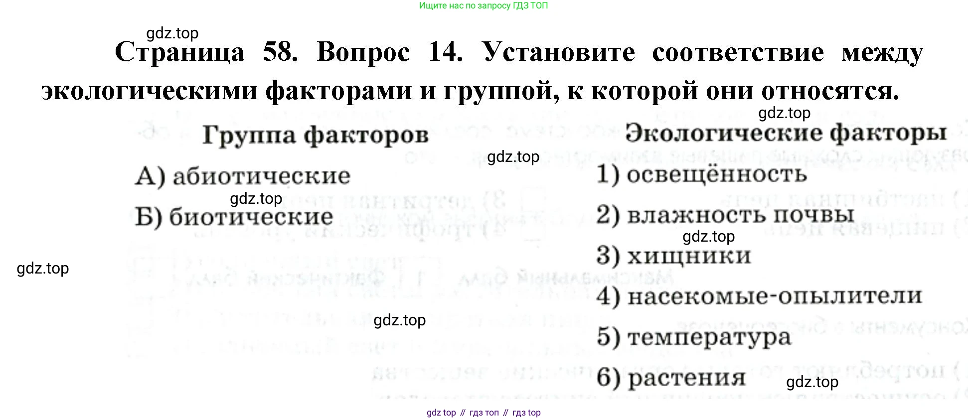 ГДЗ Биология, 9 класс Диагностические работы, авторы: Пасечник Владимир Васильевич, Швецов Глеб Геннадьевич, издательство Просвещение, Москва, 2021, зелёного цвета, страница 58, номер 14, Решение