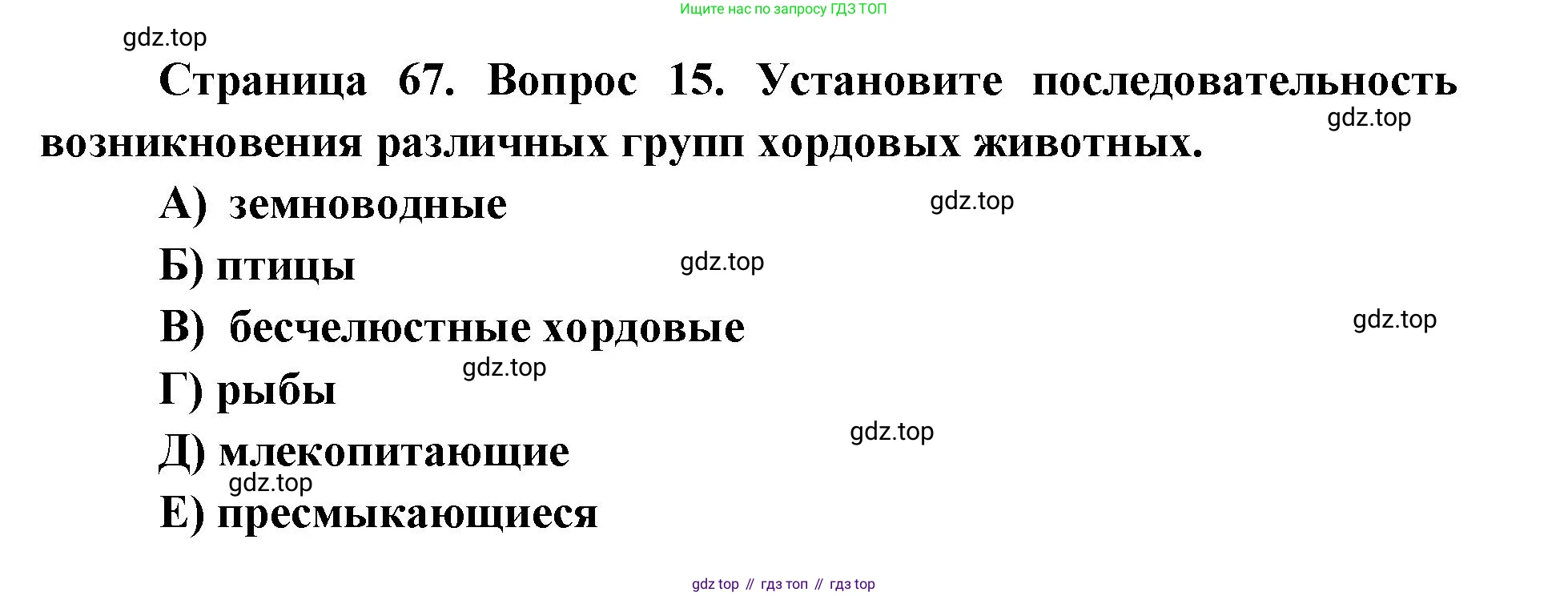 ГДЗ Биология, 9 класс Диагностические работы, авторы: Пасечник Владимир Васильевич, Швецов Глеб Геннадьевич, издательство Просвещение, Москва, 2021, зелёного цвета, страница 67, номер 15, Решение