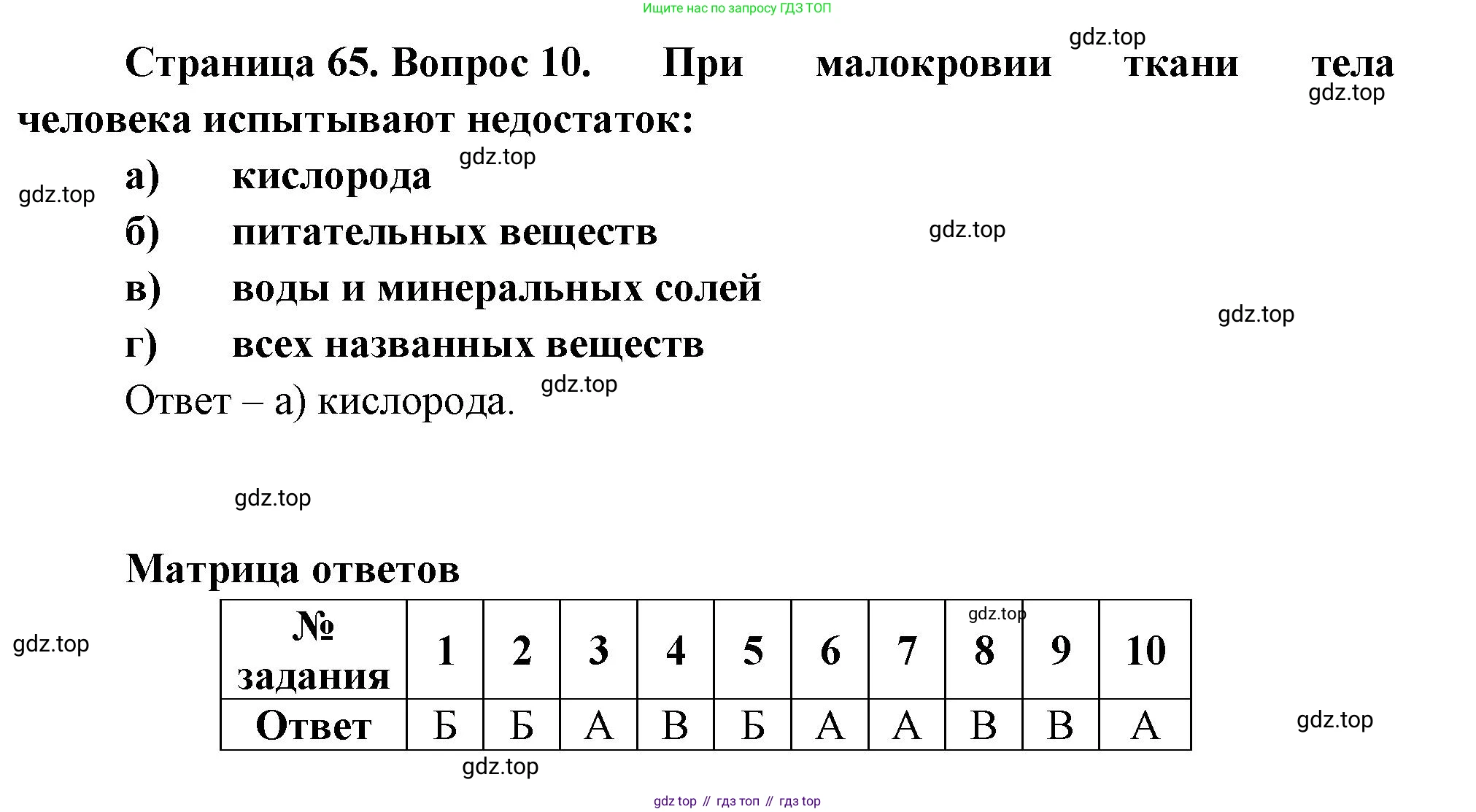 Биология, 9 класс рабочая тетрадь, авторы: Пасечник Владимир Васильевич, Швецов Глеб Геннадьевич, издательство Просвещение, Москва, 2023, розового цвета, страница 65, номер 10, Решение