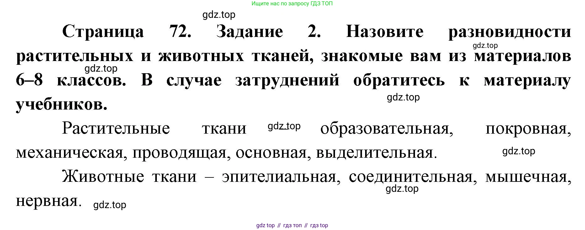 ГДЗ Биология, 9 класс рабочая тетрадь, автор: Сухова Тамара Сергеевна, издательство Просвещение, Москва, 2021, Часть 1, страница 72, номер 2, Решение