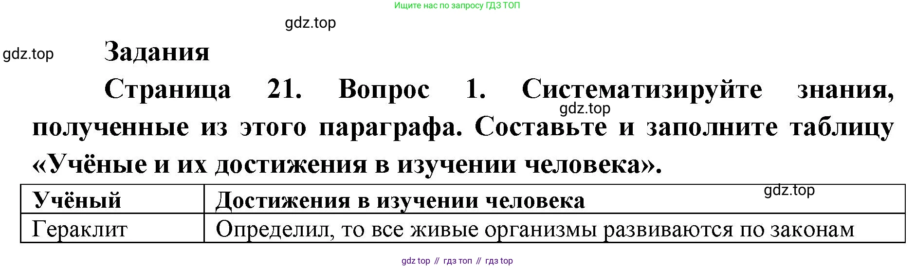 ГДЗ Биология, 9 класс Учебник, авторы: Колесов Дмитрий Васильевич, Маш Реми Давидович, Беляев Иван Николаевич, издательство Просвещение, Москва, 2021, белого цвета, страница 21, номер 1, Решение