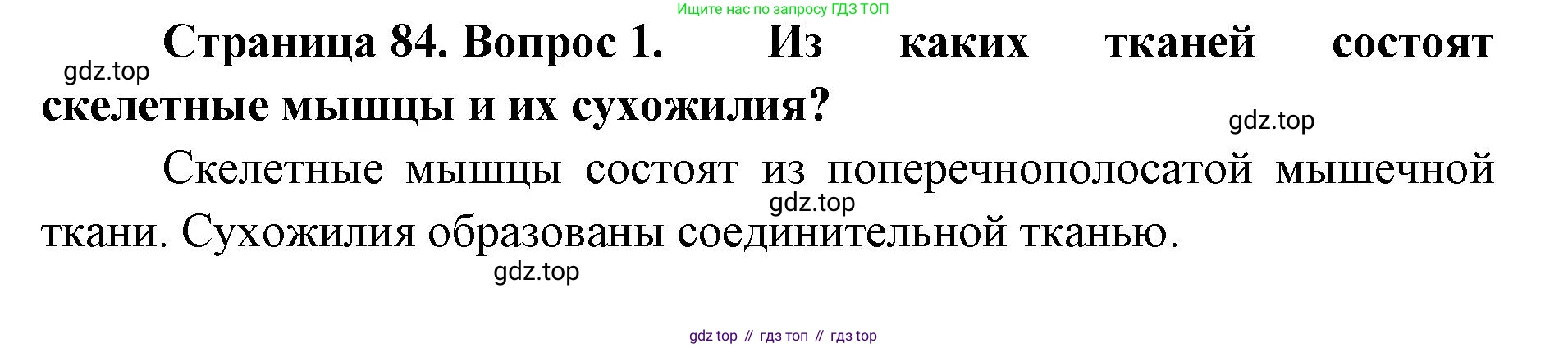 ГДЗ Биология, 9 класс Учебник, авторы: Колесов Дмитрий Васильевич, Маш Реми Давидович, Беляев Иван Николаевич, издательство Просвещение, Москва, 2021, белого цвета, страница 84, номер 1, Решение