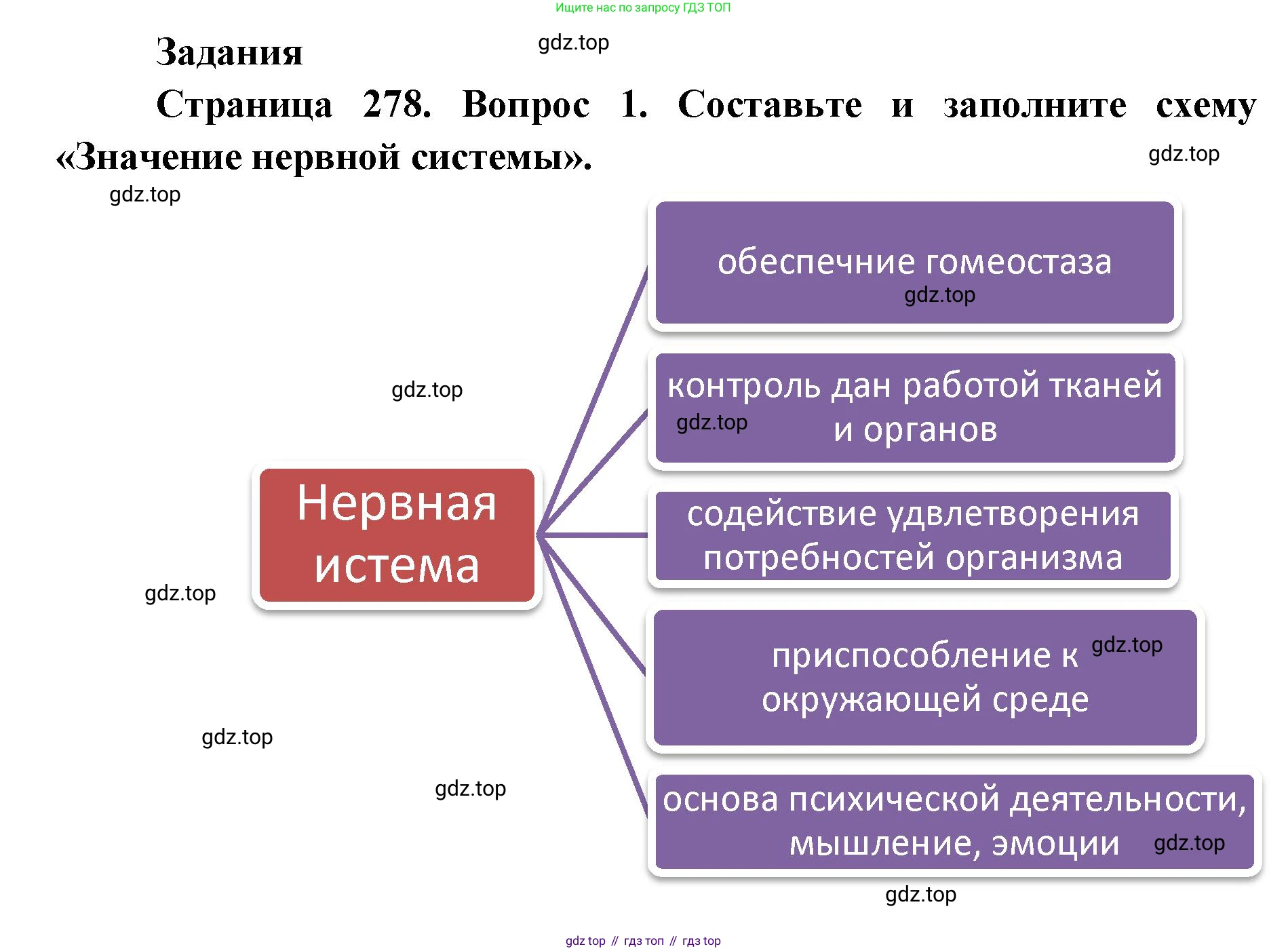 ГДЗ Биология, 9 класс Учебник, авторы: Колесов Дмитрий Васильевич, Маш Реми Давидович, Беляев Иван Николаевич, издательство Просвещение, Москва, 2021, белого цвета, страница 278, номер 1, Решение
