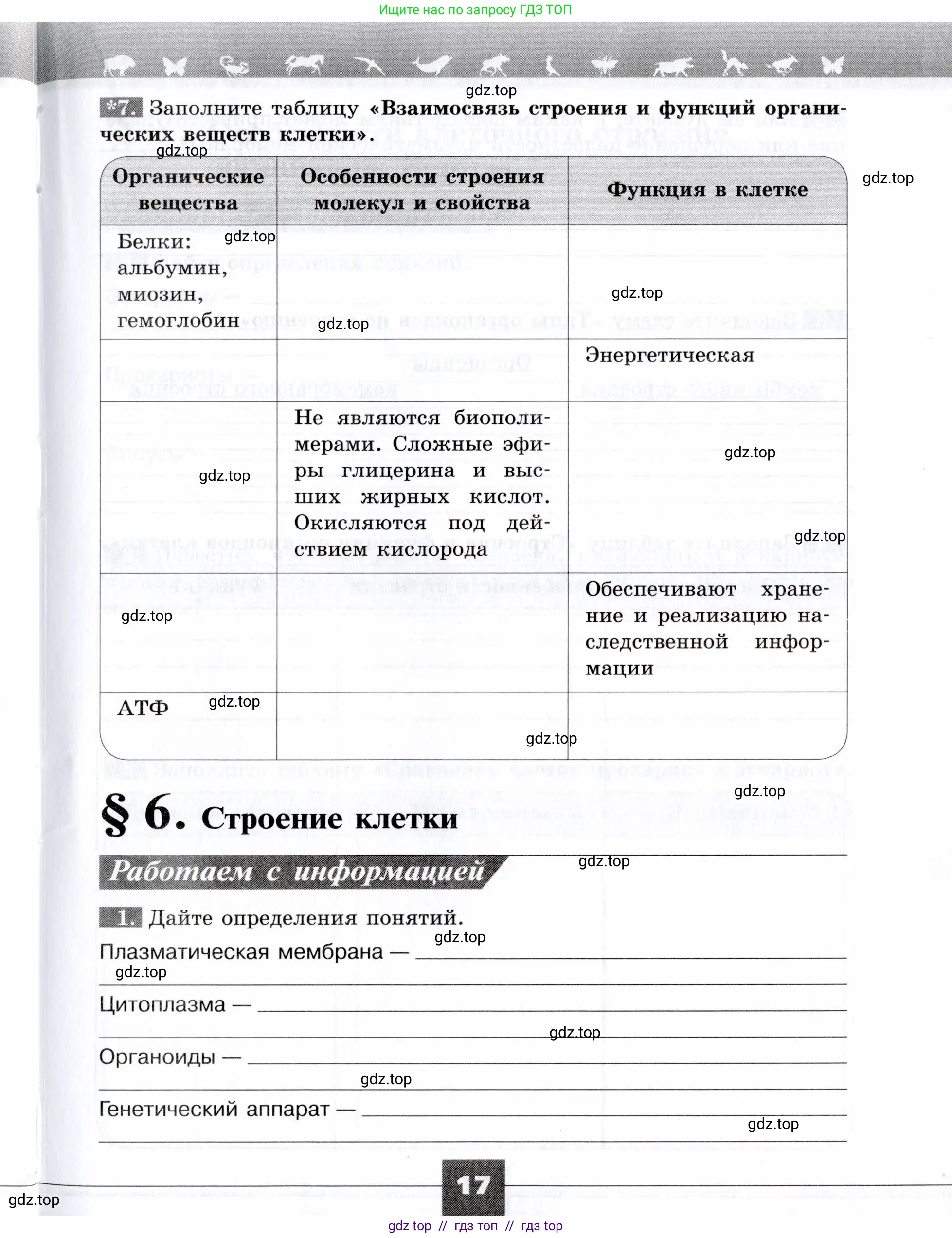 Биология, 9 класс рабочая тетрадь, авторы: Пасечник Владимир Васильевич, Швецов Глеб Геннадьевич, издательство Просвещение, Москва, 2019, страница 17