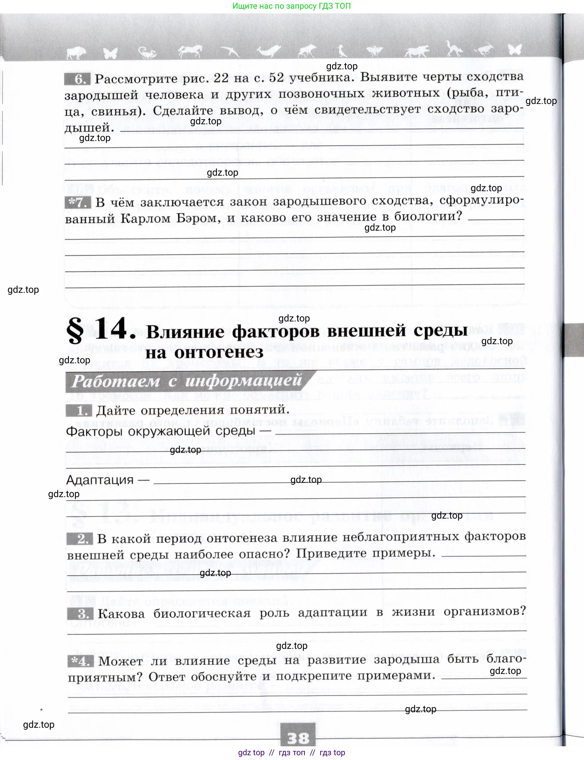 Биология, 9 класс рабочая тетрадь, авторы: Пасечник Владимир Васильевич, Швецов Глеб Геннадьевич, издательство Просвещение, Москва, 2019, страница 38