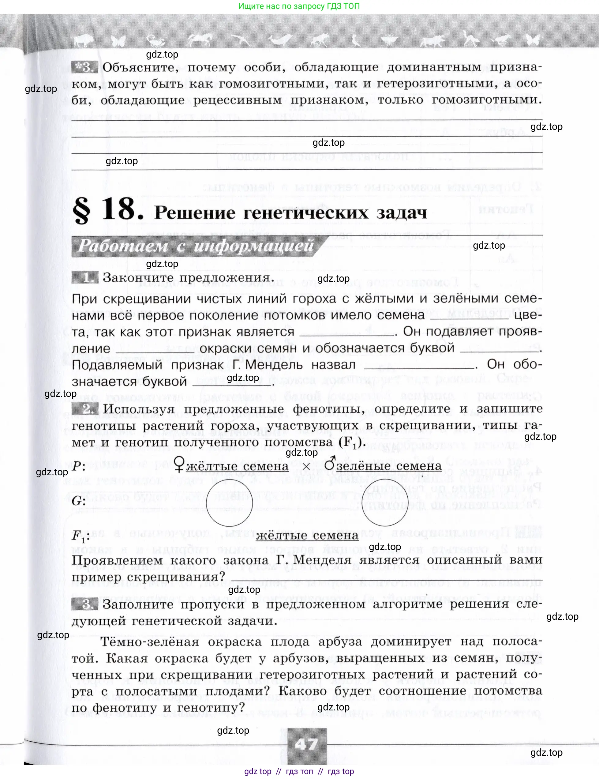 Биология, 9 класс рабочая тетрадь, авторы: Пасечник Владимир Васильевич, Швецов Глеб Геннадьевич, издательство Просвещение, Москва, 2019, страница 47