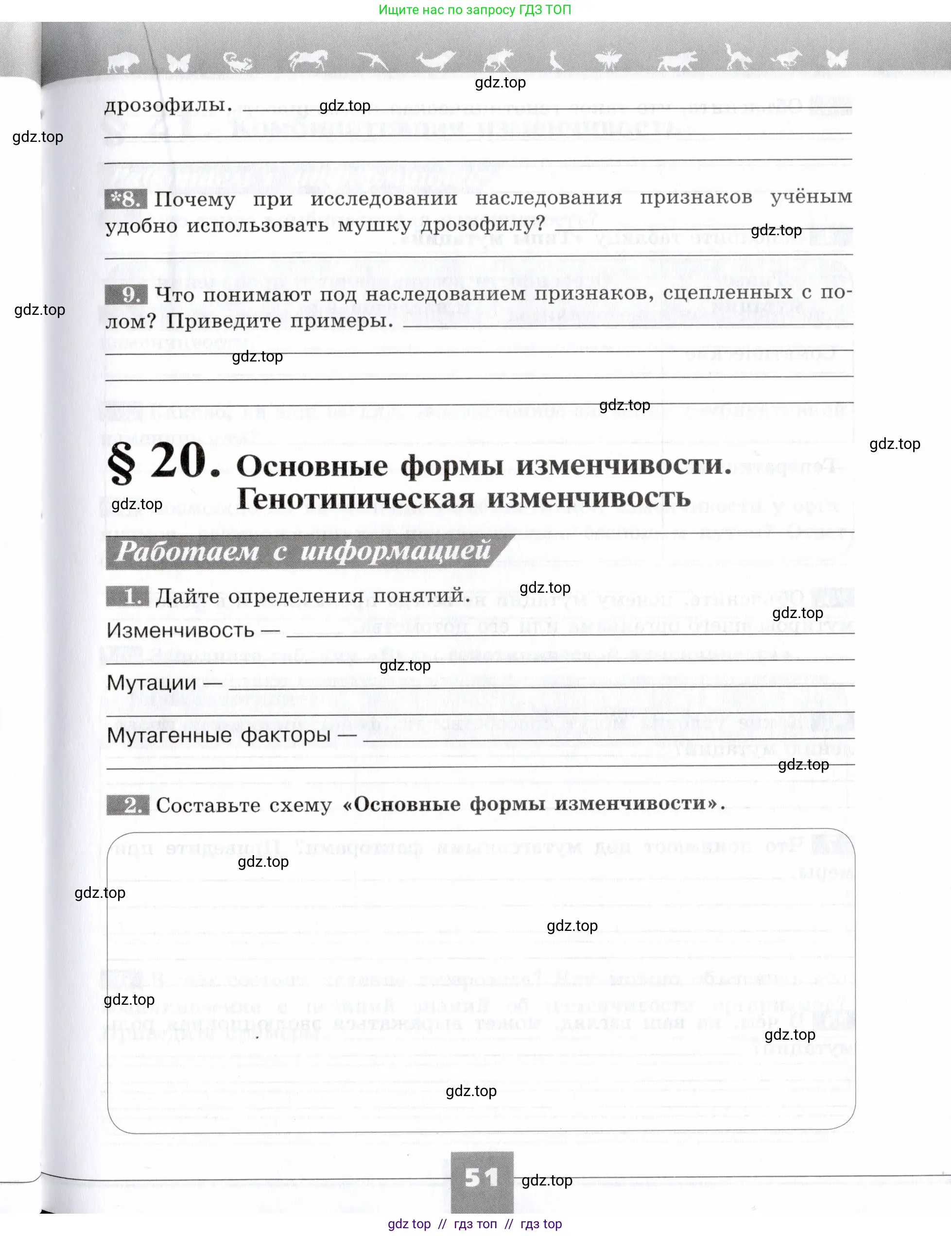 Биология, 9 класс рабочая тетрадь, авторы: Пасечник Владимир Васильевич, Швецов Глеб Геннадьевич, издательство Просвещение, Москва, 2019, страница 51