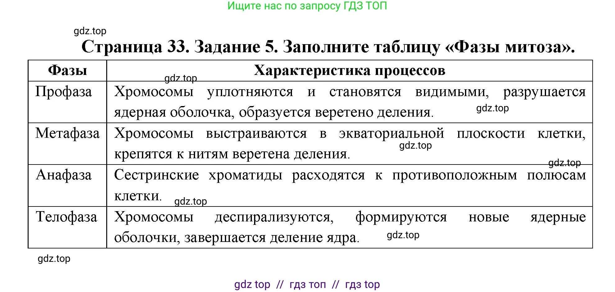 Биология, 9 класс рабочая тетрадь, авторы: Пасечник Владимир Васильевич, Швецов Глеб Геннадьевич, издательство Просвещение, Москва, 2019, страница 33, номер 5, Решение