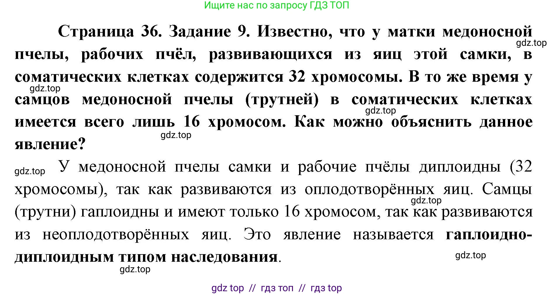 Биология, 9 класс рабочая тетрадь, авторы: Пасечник Владимир Васильевич, Швецов Глеб Геннадьевич, издательство Просвещение, Москва, 2019, страница 36, номер 9, Решение