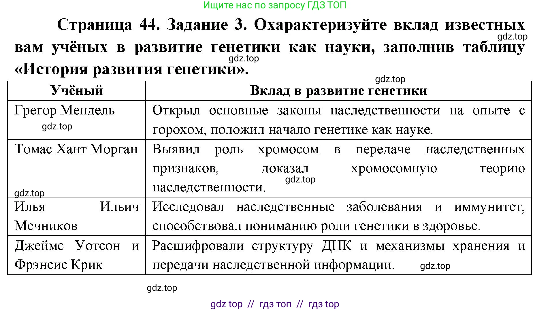 Биология, 9 класс рабочая тетрадь, авторы: Пасечник Владимир Васильевич, Швецов Глеб Геннадьевич, издательство Просвещение, Москва, 2019, страница 44, номер 3, Решение