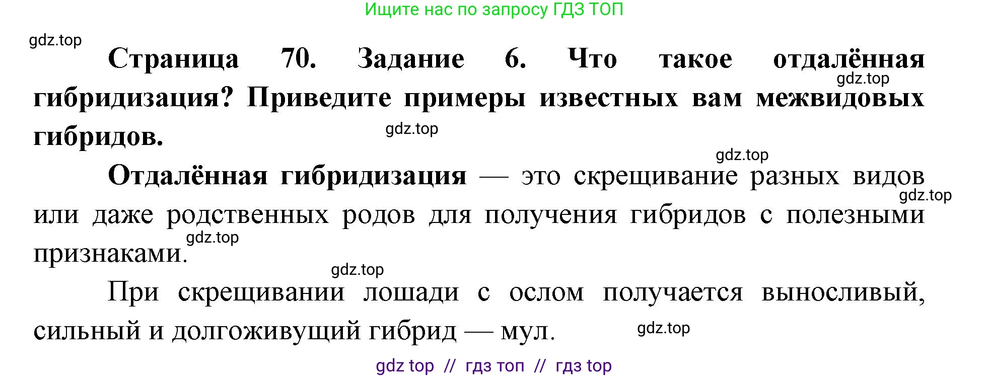 Биология, 9 класс рабочая тетрадь, авторы: Пасечник Владимир Васильевич, Швецов Глеб Геннадьевич, издательство Просвещение, Москва, 2019, страница 70, номер 6, Решение