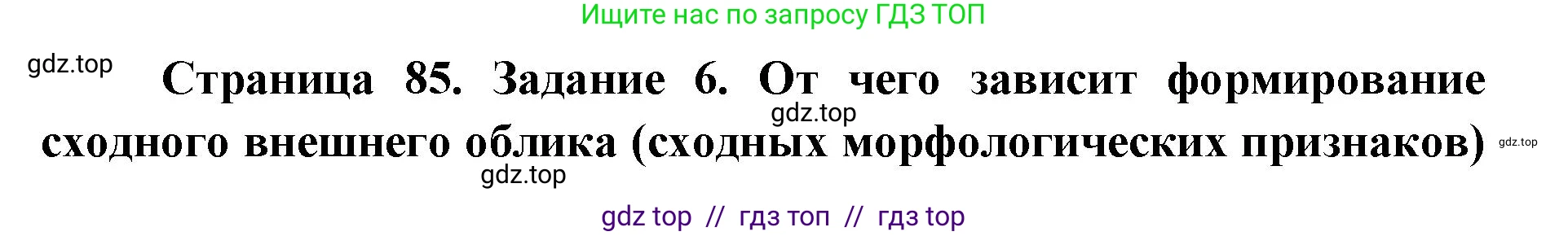 Биология, 9 класс рабочая тетрадь, авторы: Пасечник Владимир Васильевич, Швецов Глеб Геннадьевич, издательство Просвещение, Москва, 2019, страница 85, номер 6, Решение