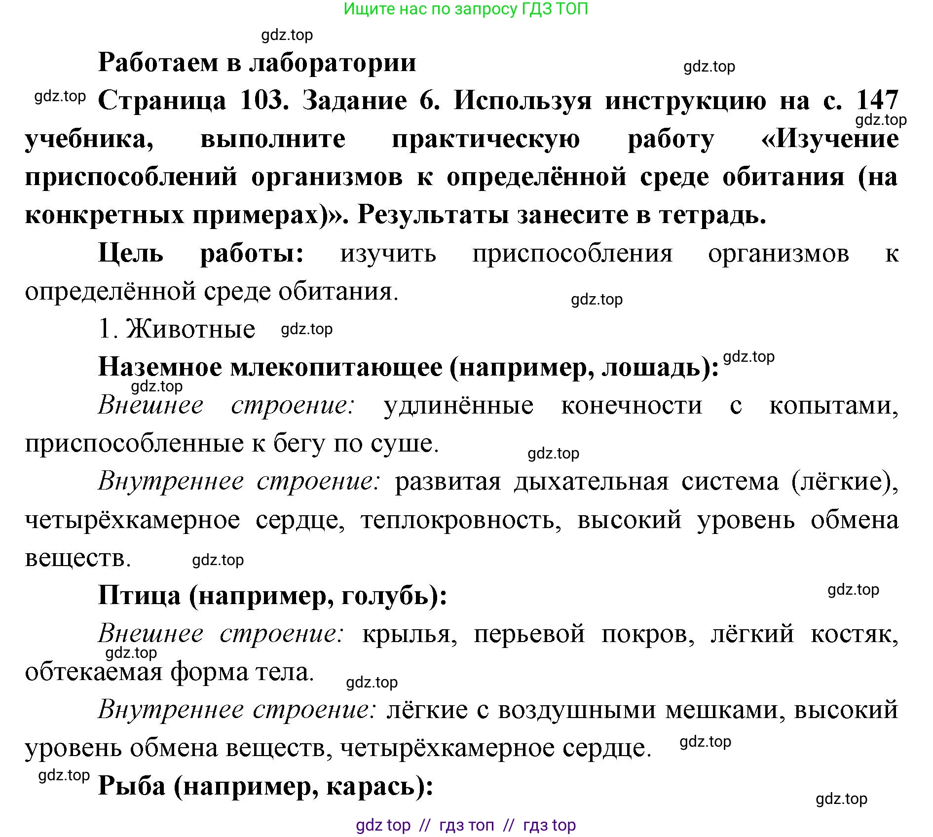 Биология, 9 класс рабочая тетрадь, авторы: Пасечник Владимир Васильевич, Швецов Глеб Геннадьевич, издательство Просвещение, Москва, 2019, страница 103, номер 6, Решение