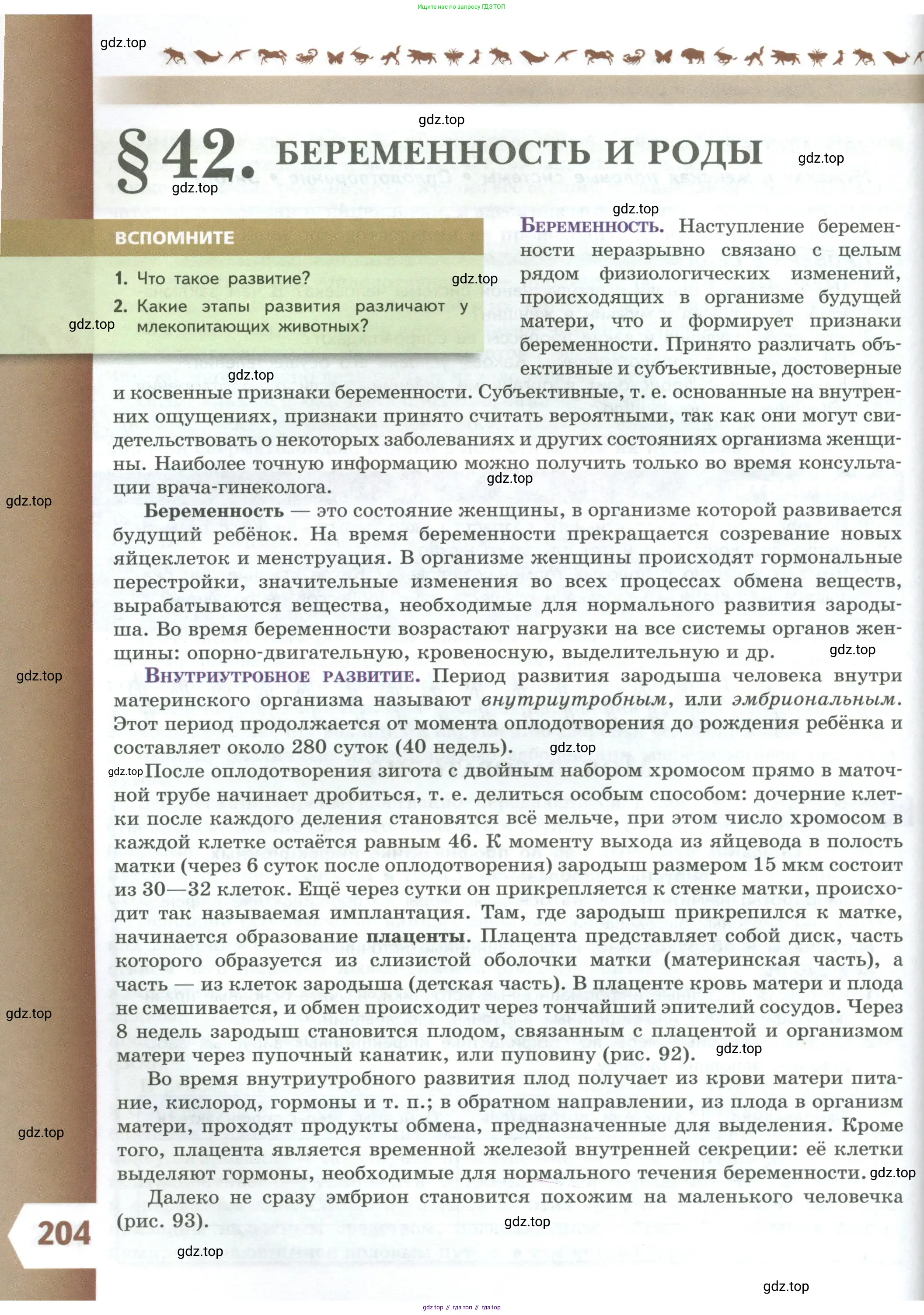 Биология, 9 класс Учебник, авторы: Пасечник Владимир Васильевич, Каменский Андрей Александрович, Швецов Глеб Геннадьевич, Гапонюк Зоя Георгиевна, издательство Просвещение, Москва, 2023, белого цвета, страница 204
