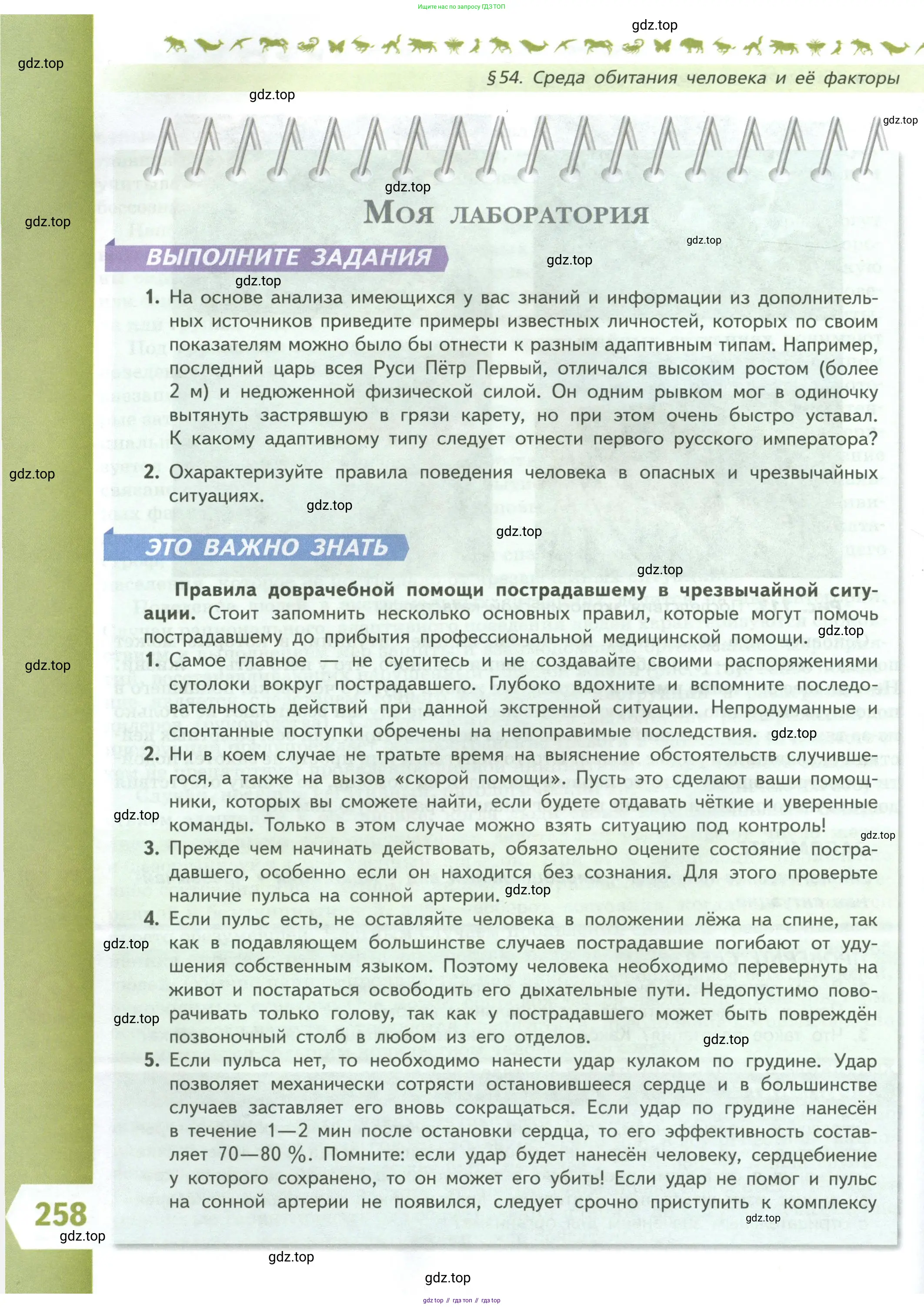 Биология, 9 класс Учебник, авторы: Пасечник Владимир Васильевич, Каменский Андрей Александрович, Швецов Глеб Геннадьевич, Гапонюк Зоя Георгиевна, издательство Просвещение, Москва, 2023, белого цвета, страница 258