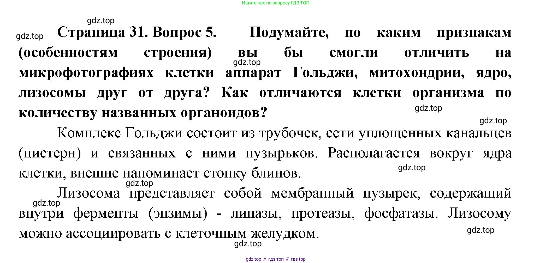 ГДЗ Биология, 9 класс Учебник, авторы: Пасечник Владимир Васильевич, Каменский Андрей Александрович, Швецов Глеб Геннадьевич, Гапонюк Зоя Георгиевна, издательство Просвещение, Москва, 2023, белого цвета, страница 31, номер 5, Решение