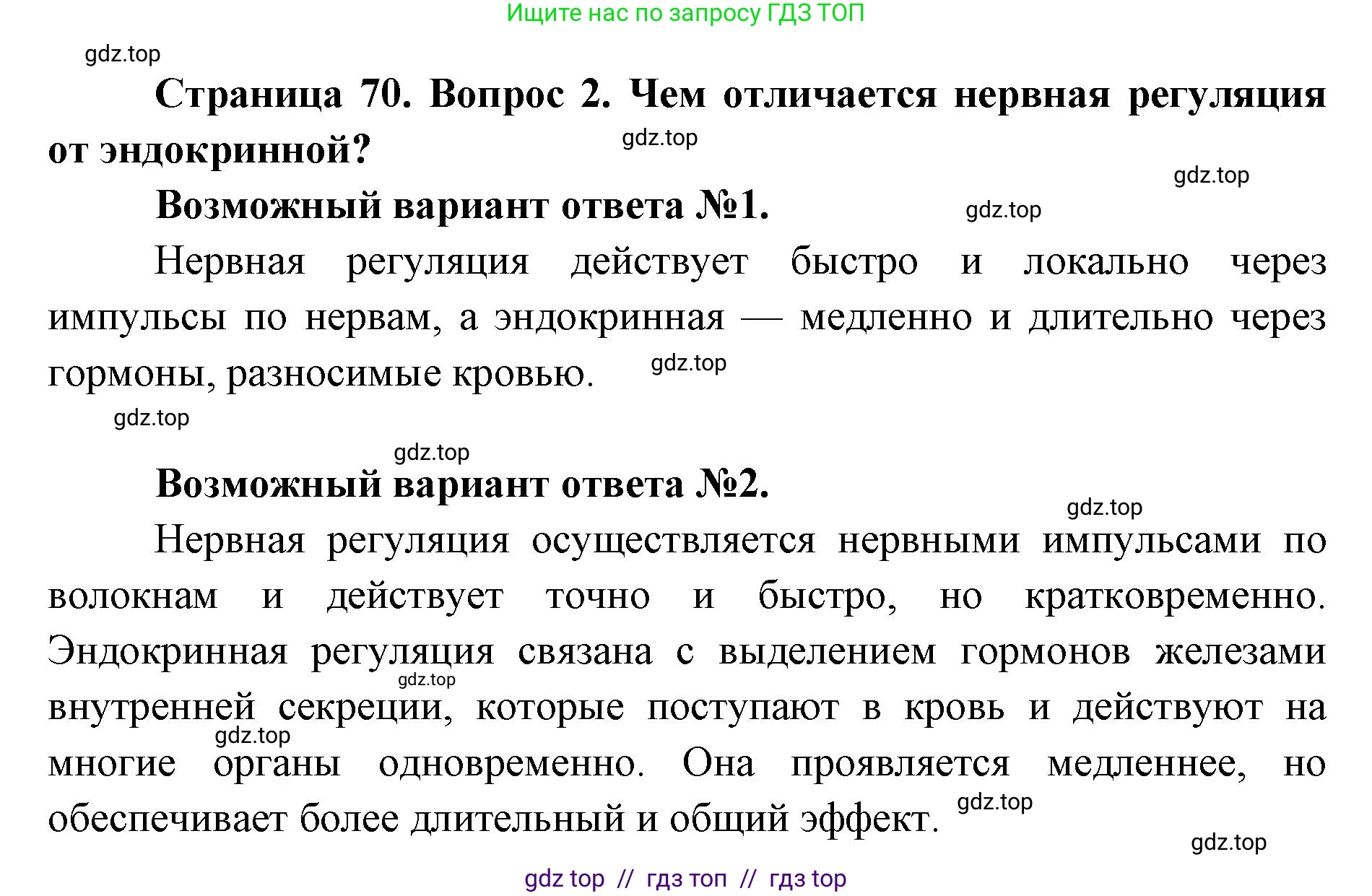Биология, 9 класс Учебник, авторы: Пасечник Владимир Васильевич, Каменский Андрей Александрович, Швецов Глеб Геннадьевич, Гапонюк Зоя Георгиевна, издательство Просвещение, Москва, 2023, белого цвета, страница 70, номер 2, Решение 2