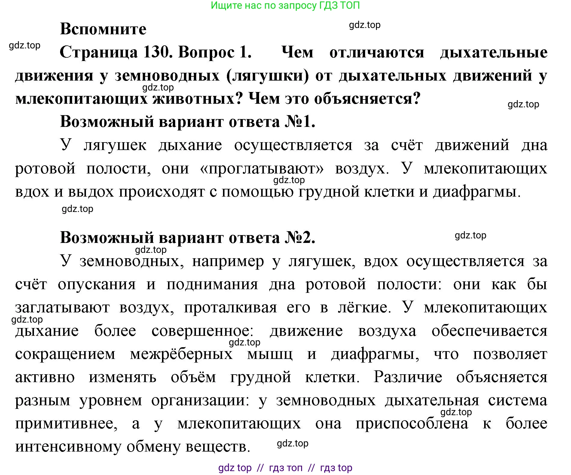 Биология, 9 класс Учебник, авторы: Пасечник Владимир Васильевич, Каменский Андрей Александрович, Швецов Глеб Геннадьевич, Гапонюк Зоя Георгиевна, издательство Просвещение, Москва, 2023, белого цвета, страница 130, номер 1, Решение 2