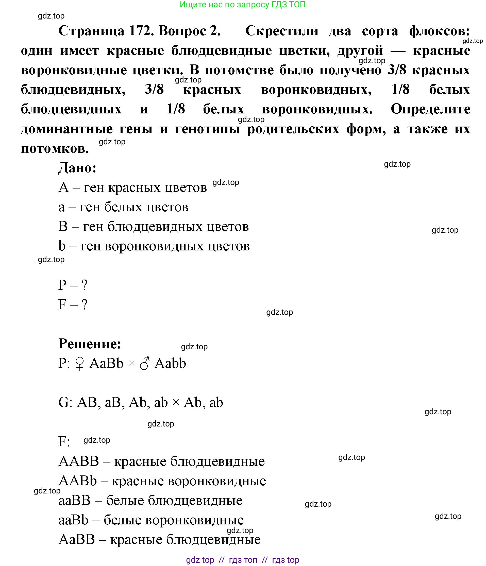 Биология, 10 класс Учебник, авторы: Пасечник Владимир Васильевич, Каменский Андрей Александрович, Рубцов Александр Михайлович, Швецов Глеб Геннадьевич, Абовян Леван Арташесович, Гапонюк Зоя Георгиевна, издательство Просвещение, Москва, 2024, коричневого цвета, Часть 2, страница 172, номер 2, Решение2