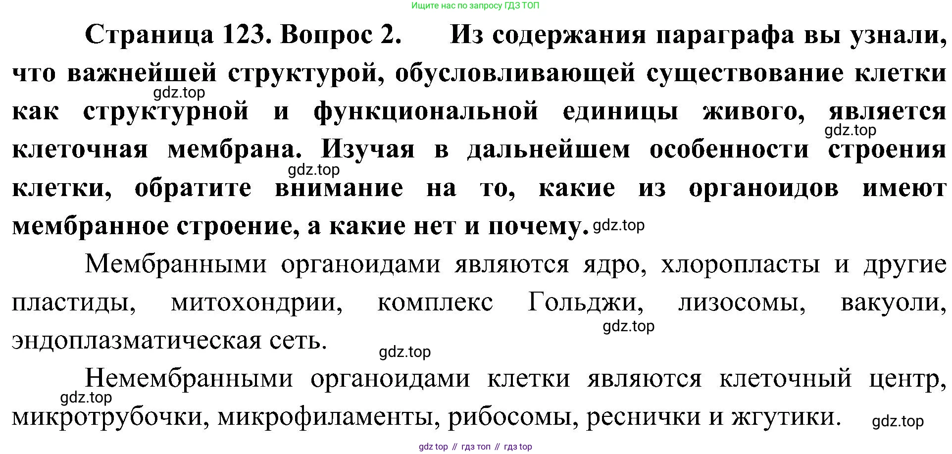 ГДЗ Биология, 10 класс Учебник, авторы: Пасечник Владимир Васильевич, Каменский Андрей Александрович, Рубцов Александр Михайлович, Швецов Глеб Геннадьевич, Гапонюк Зоя Георгиевна, издательство Просвещение, Москва, 2018, зелёного цвета, страница 123, номер 2, Решение