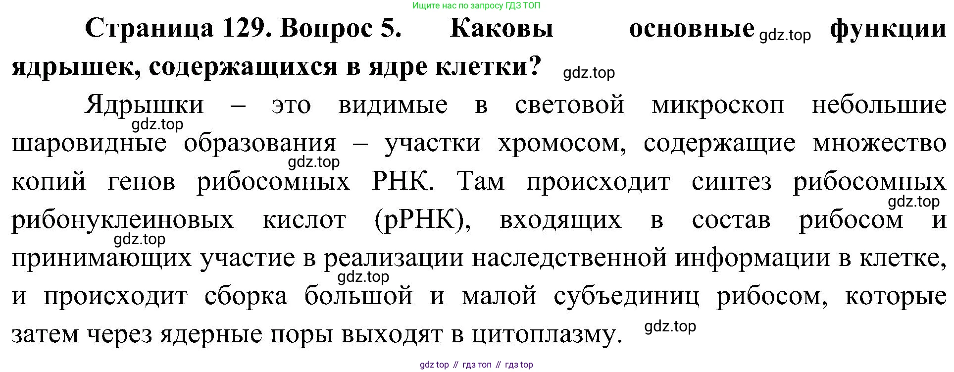 ГДЗ Биология, 10 класс Учебник, авторы: Пасечник Владимир Васильевич, Каменский Андрей Александрович, Рубцов Александр Михайлович, Швецов Глеб Геннадьевич, Гапонюк Зоя Георгиевна, издательство Просвещение, Москва, 2018, зелёного цвета, страница 129, номер 5, Решение