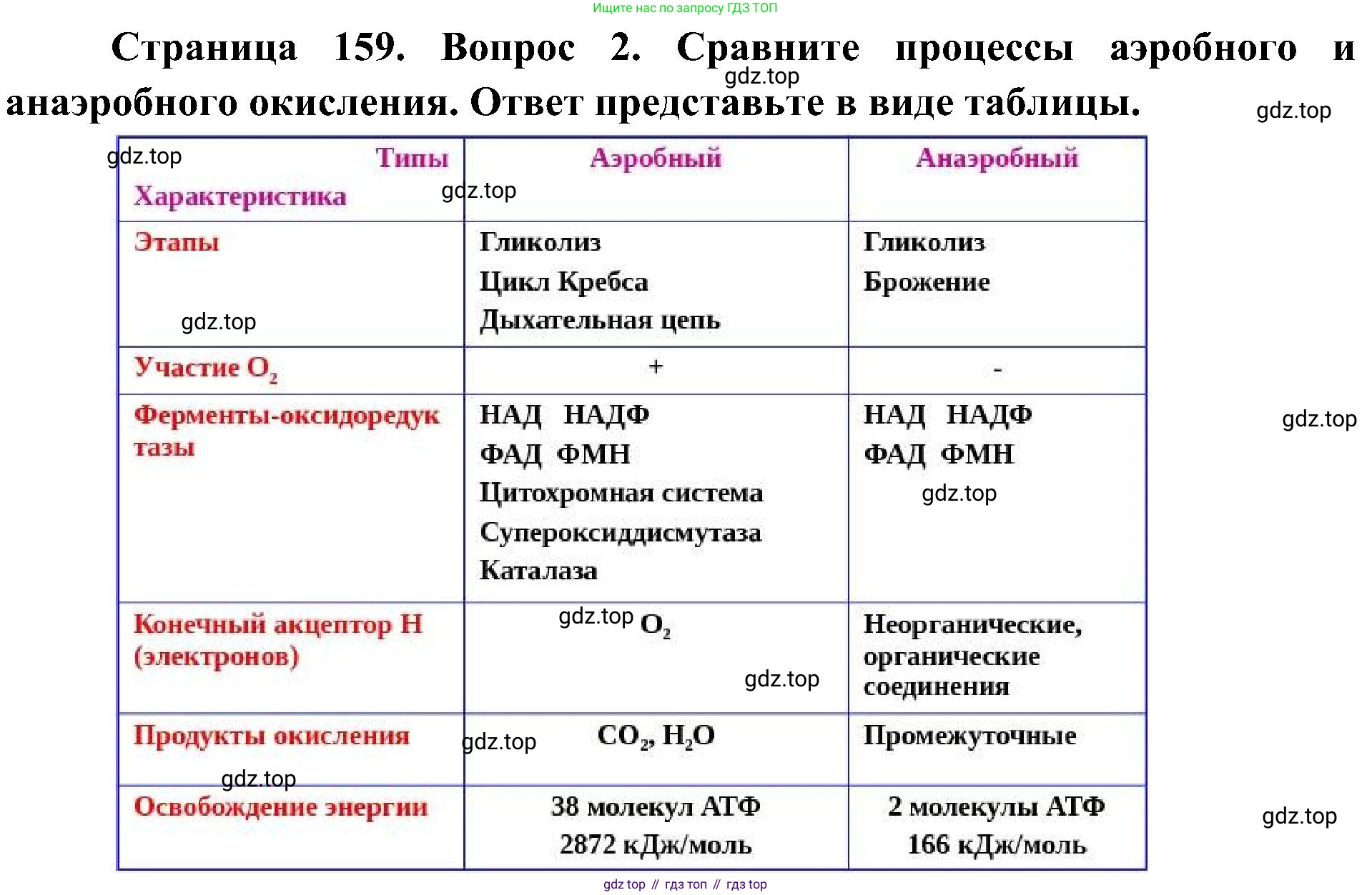 ГДЗ Биология, 10 класс Учебник, авторы: Пасечник Владимир Васильевич, Каменский Андрей Александрович, Рубцов Александр Михайлович, Швецов Глеб Геннадьевич, Гапонюк Зоя Георгиевна, издательство Просвещение, Москва, 2018, зелёного цвета, страница 159, номер 2, Решение