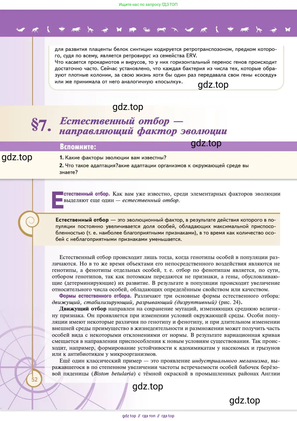 Биология, 11 класс Учебник, авторы: Пасечник Владимир Васильевич, Каменский Андрей Александрович, Рубцов Александр Михайлович, Швецов Глеб Геннадьевич, Абовян Леван Арташесович, Гапонюк Зоя Георгиевна, издательство Просвещение, Москва, 2023, страница 52