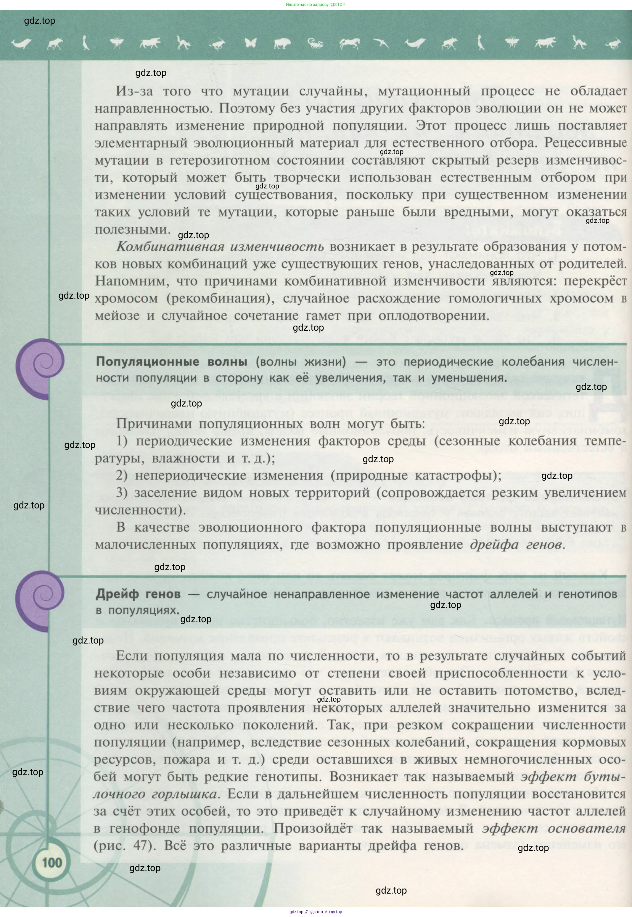 Биология, 11 класс Учебник, авторы: Пасечник Владимир Васильевич, Каменский Андрей Александрович, Рубцов Александр Михайлович, Швецов Глеб Геннадьевич, Гапонюк Зоя Георгиевна, издательство Просвещение, Москва, 2018, страница 100