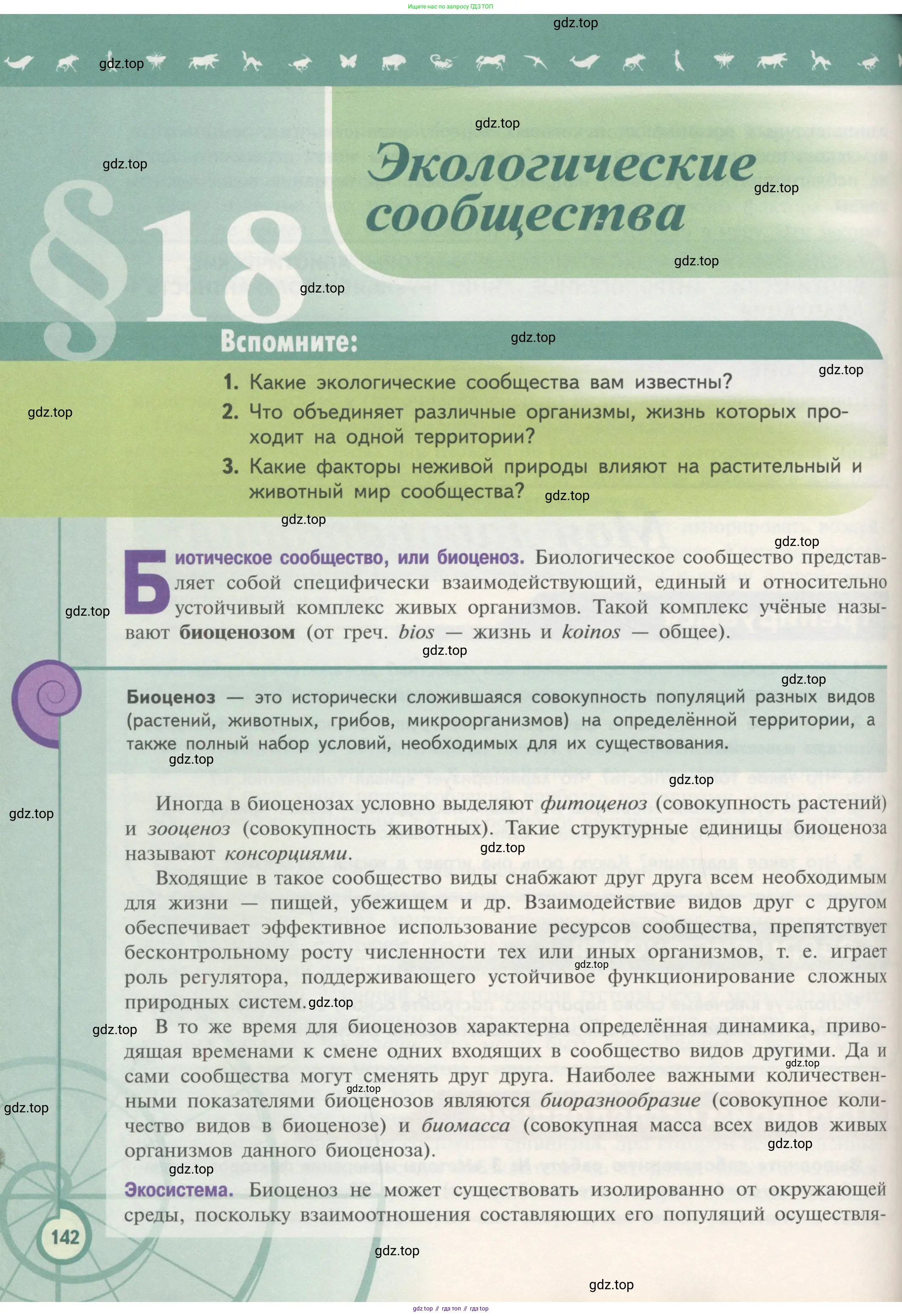 Биология, 11 класс Учебник, авторы: Пасечник Владимир Васильевич, Каменский Андрей Александрович, Рубцов Александр Михайлович, Швецов Глеб Геннадьевич, Гапонюк Зоя Георгиевна, издательство Просвещение, Москва, 2018, страница 142