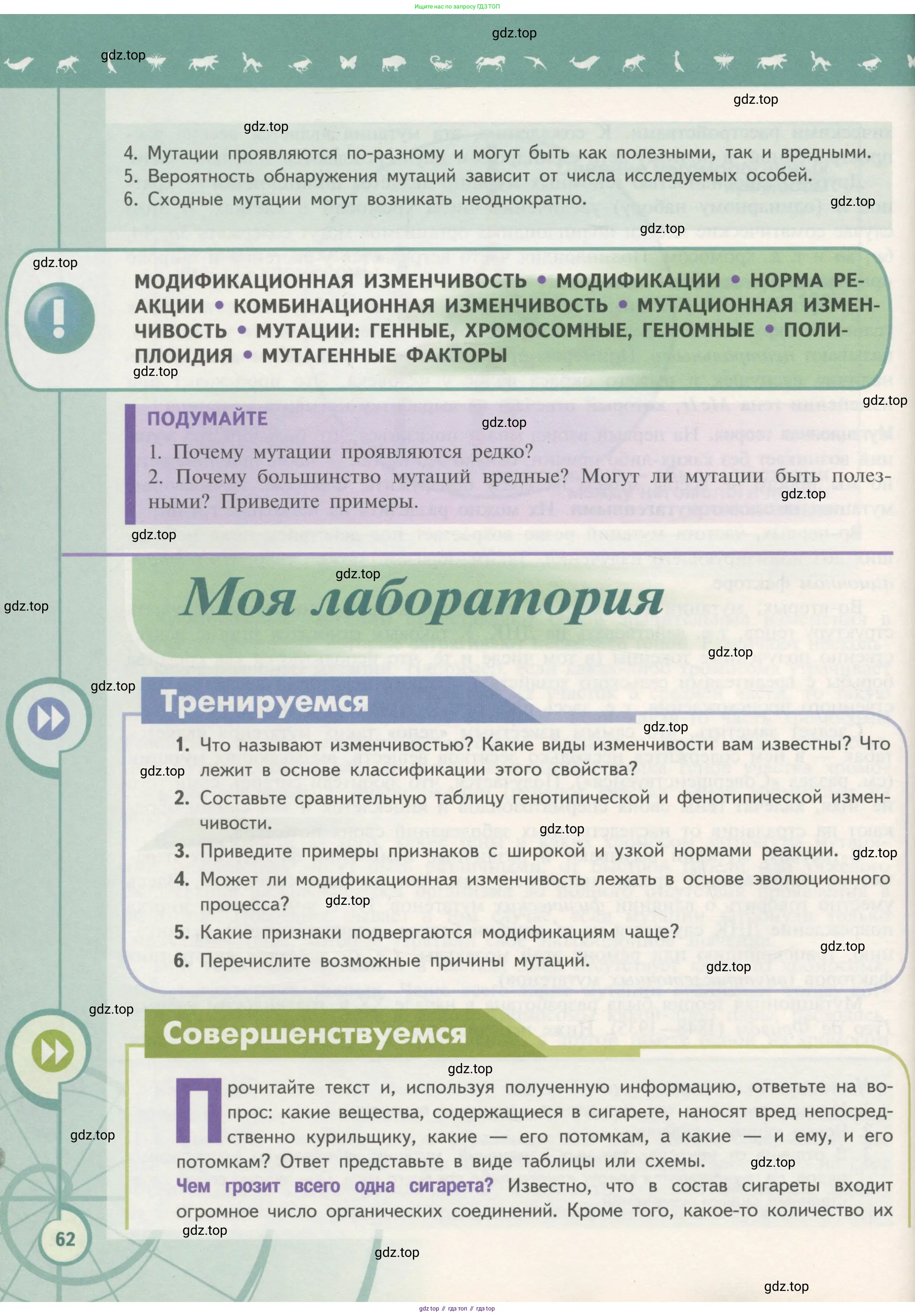 Биология, 11 класс Учебник, авторы: Пасечник Владимир Васильевич, Каменский Андрей Александрович, Рубцов Александр Михайлович, Швецов Глеб Геннадьевич, Гапонюк Зоя Георгиевна, издательство Просвещение, Москва, 2018, страница 62