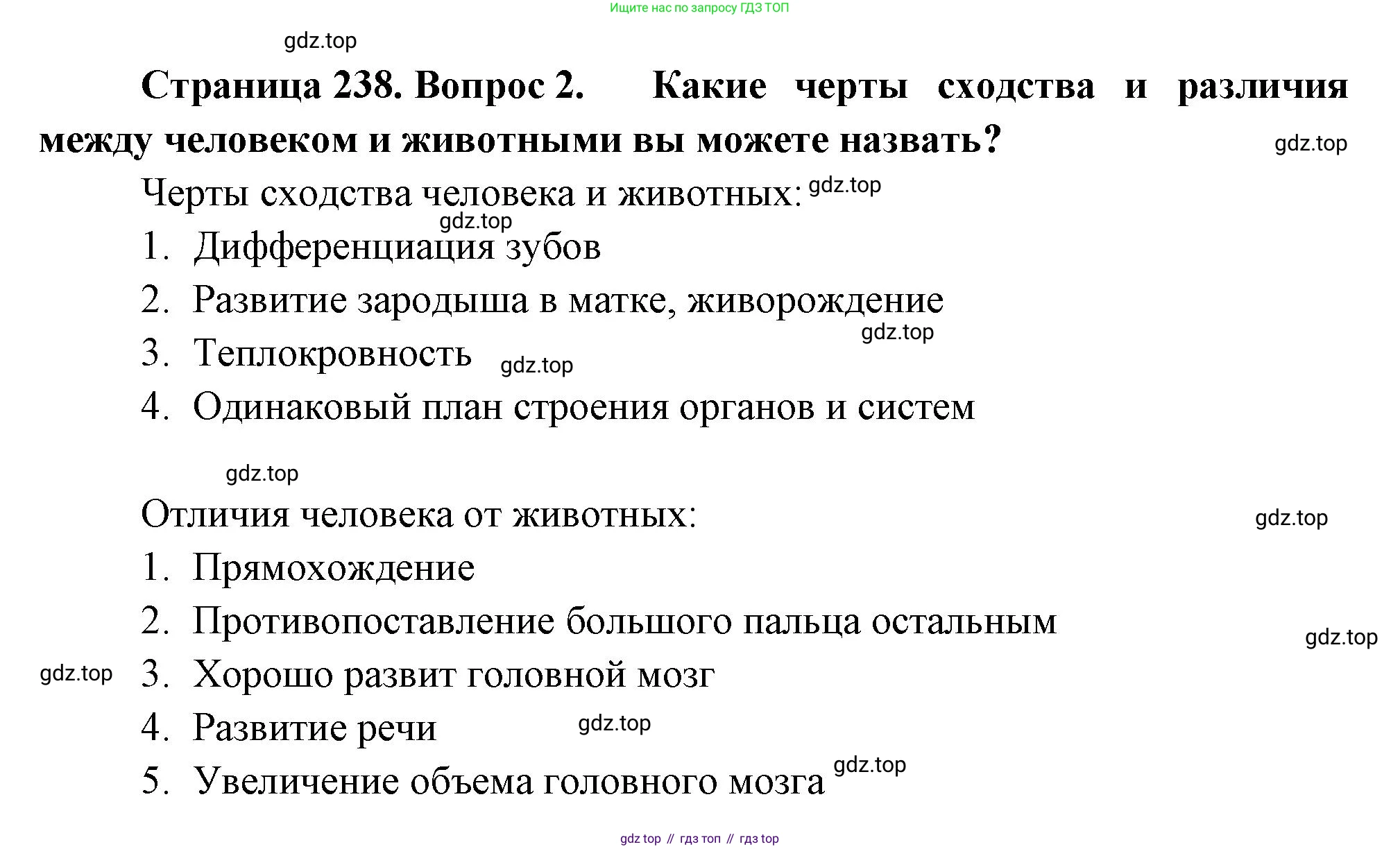 ГДЗ Биология, 11 класс Учебник, авторы: Пасечник Владимир Васильевич, Каменский Андрей Александрович, Рубцов Александр Михайлович, Швецов Глеб Геннадьевич, Гапонюк Зоя Георгиевна, издательство Просвещение, Москва, 2018, страница 238, номер 2, Решение