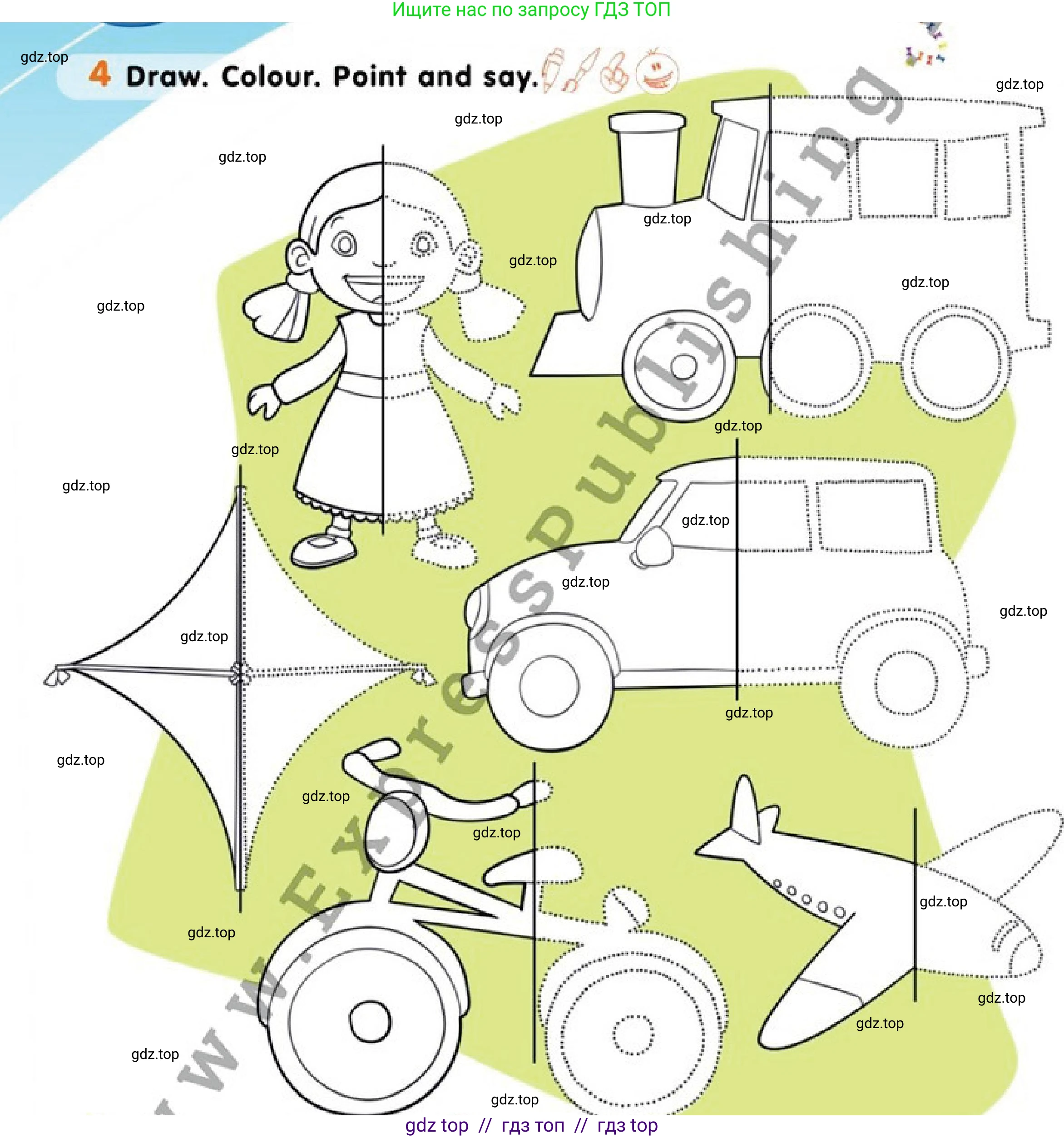 Английский язык (english), 1 класс Учебник (Pupil's book), авторы: Дули Дженни (Dooley Jenny), Эванс Вирджиния (Evans Virginia), Оби Боб (Obee Bob), издательство Express Publishing, Алматы, 2016, голубого цвета, страница 34, номер 4, Условие