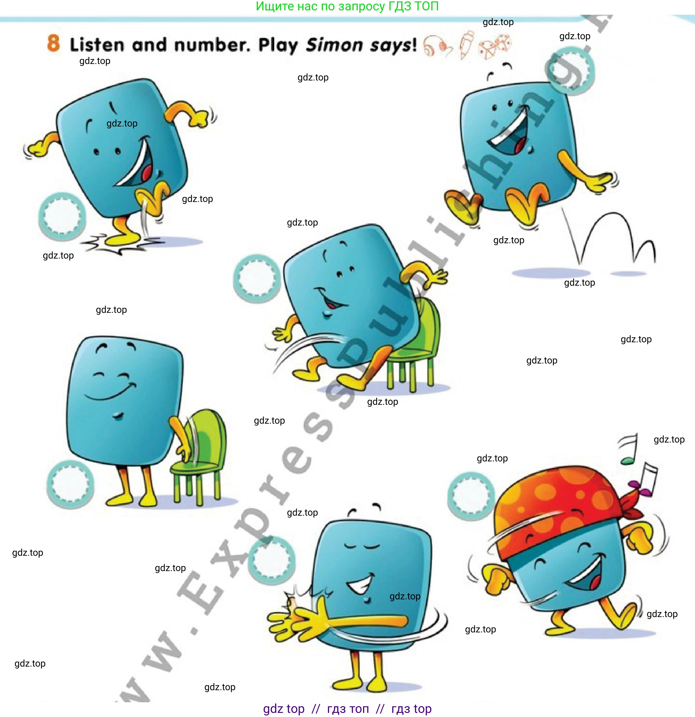Английский язык (english), 1 класс Учебник (Pupil's book), авторы: Дули Дженни (Dooley Jenny), Эванс Вирджиния (Evans Virginia), Оби Боб (Obee Bob), издательство Express Publishing, Алматы, 2016, голубого цвета, страница 37, номер 8, Условие