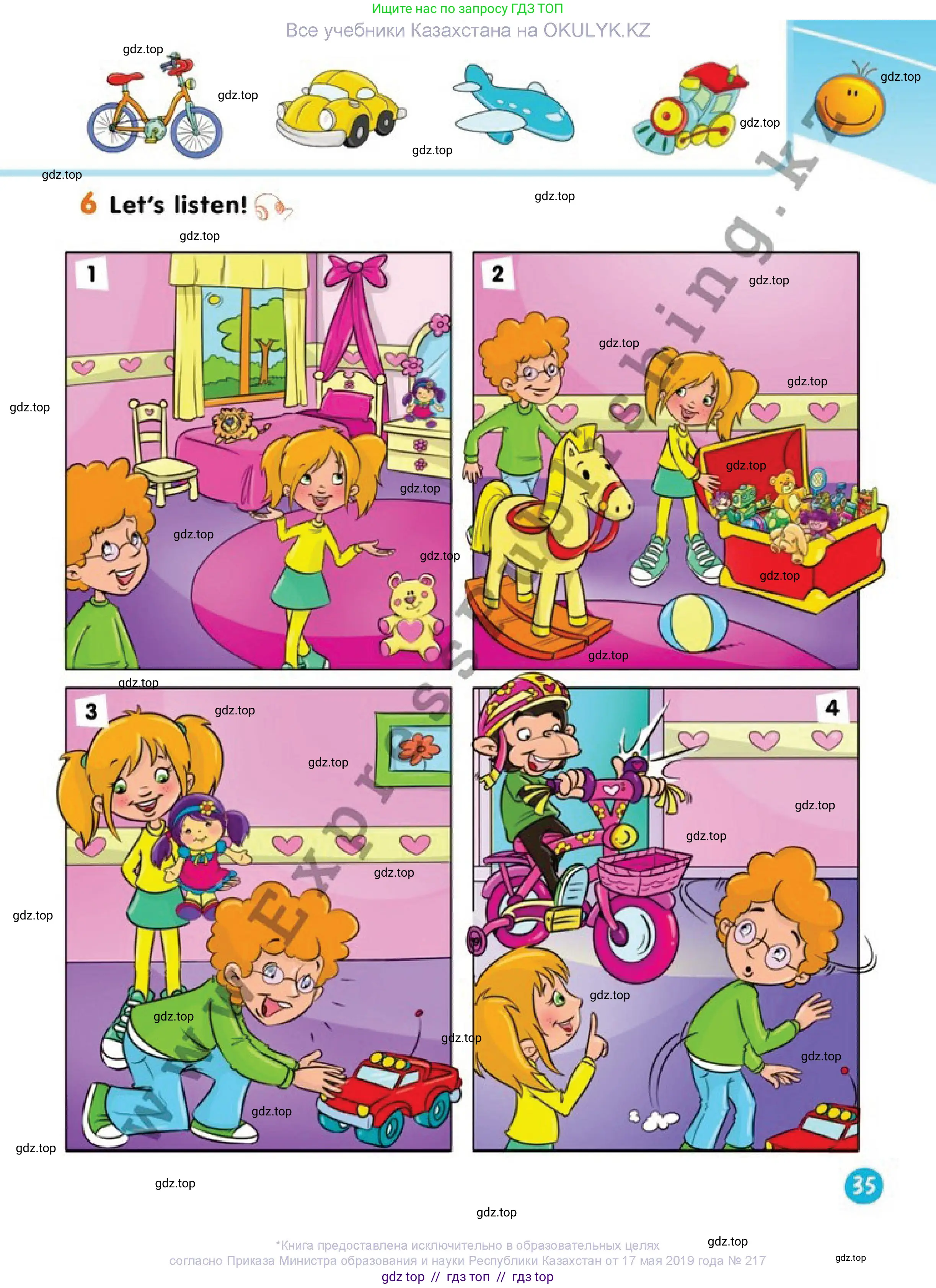 Английский язык (english), 1 класс Учебник (Pupil's book), авторы: Дули Дженни (Dooley Jenny), Эванс Вирджиния (Evans Virginia), Оби Боб (Obee Bob), издательство Express Publishing, Алматы, 2016, голубого цвета, страница 35