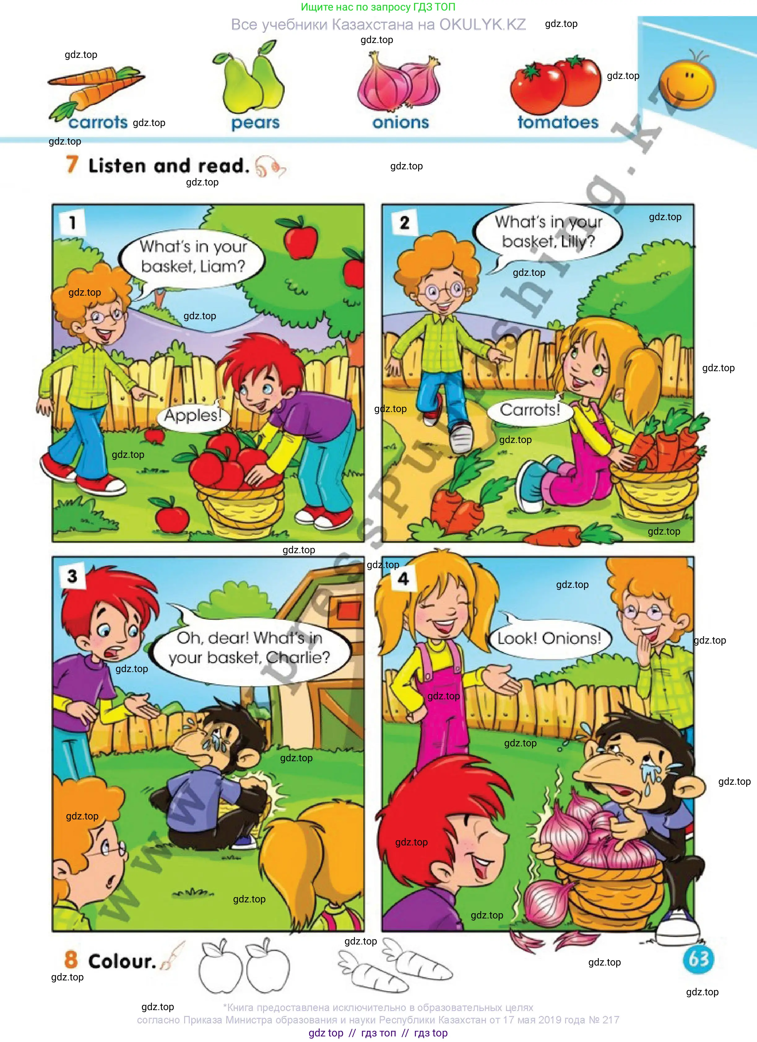 Английский язык (english), 1 класс Учебник (Pupil's book), авторы: Дули Дженни (Dooley Jenny), Эванс Вирджиния (Evans Virginia), Оби Боб (Obee Bob), издательство Express Publishing, Алматы, 2016, голубого цвета, страница 63