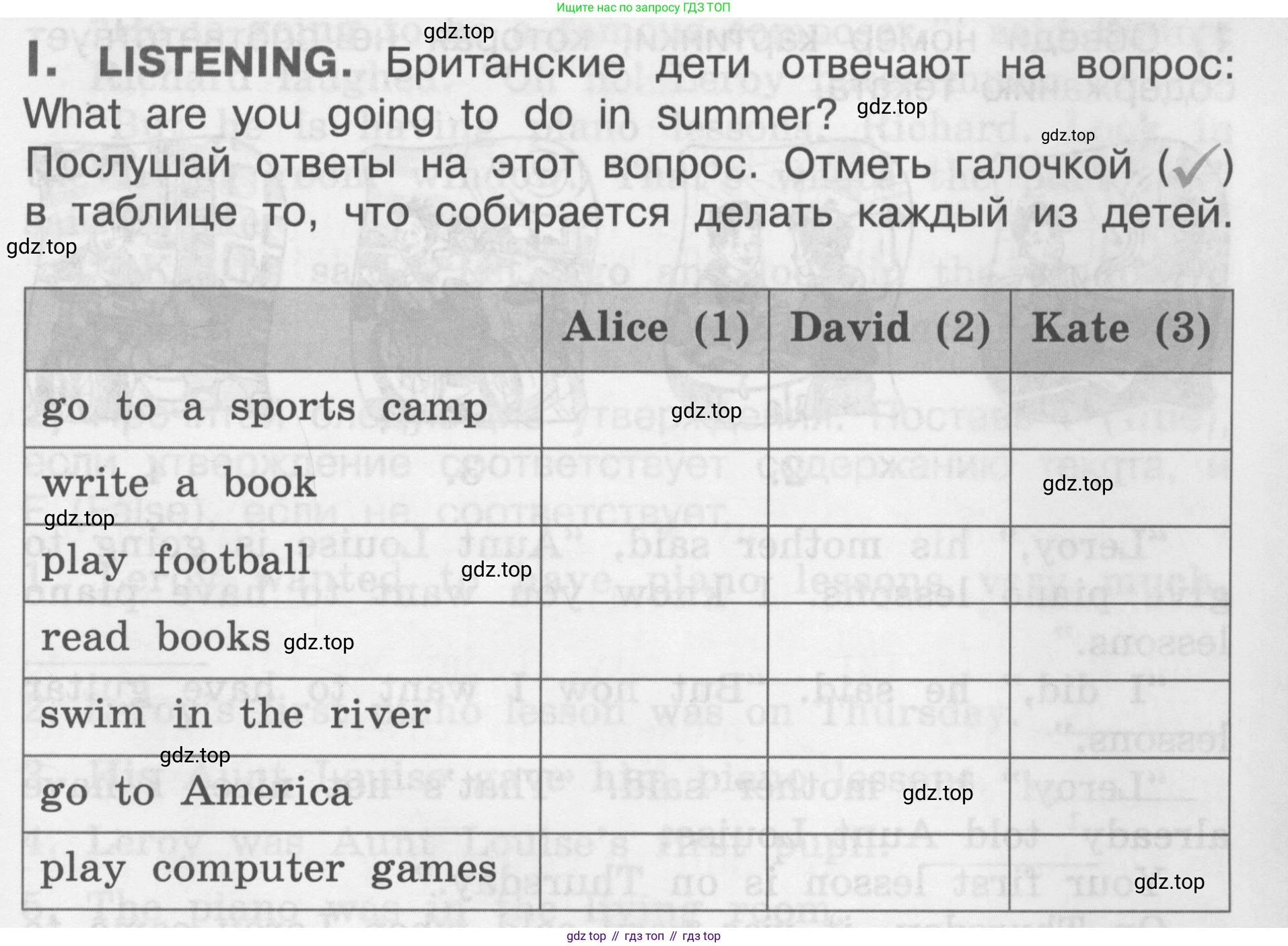 Английский язык (english), 2-4 класс контрольные задания (assessment tasks), автор: Кузовлев Владимир Петрович (Kuzovlev Vladimir), издательство Просвещение, Москва, 2016, зелёного цвета, страница 81, номер I, Условие