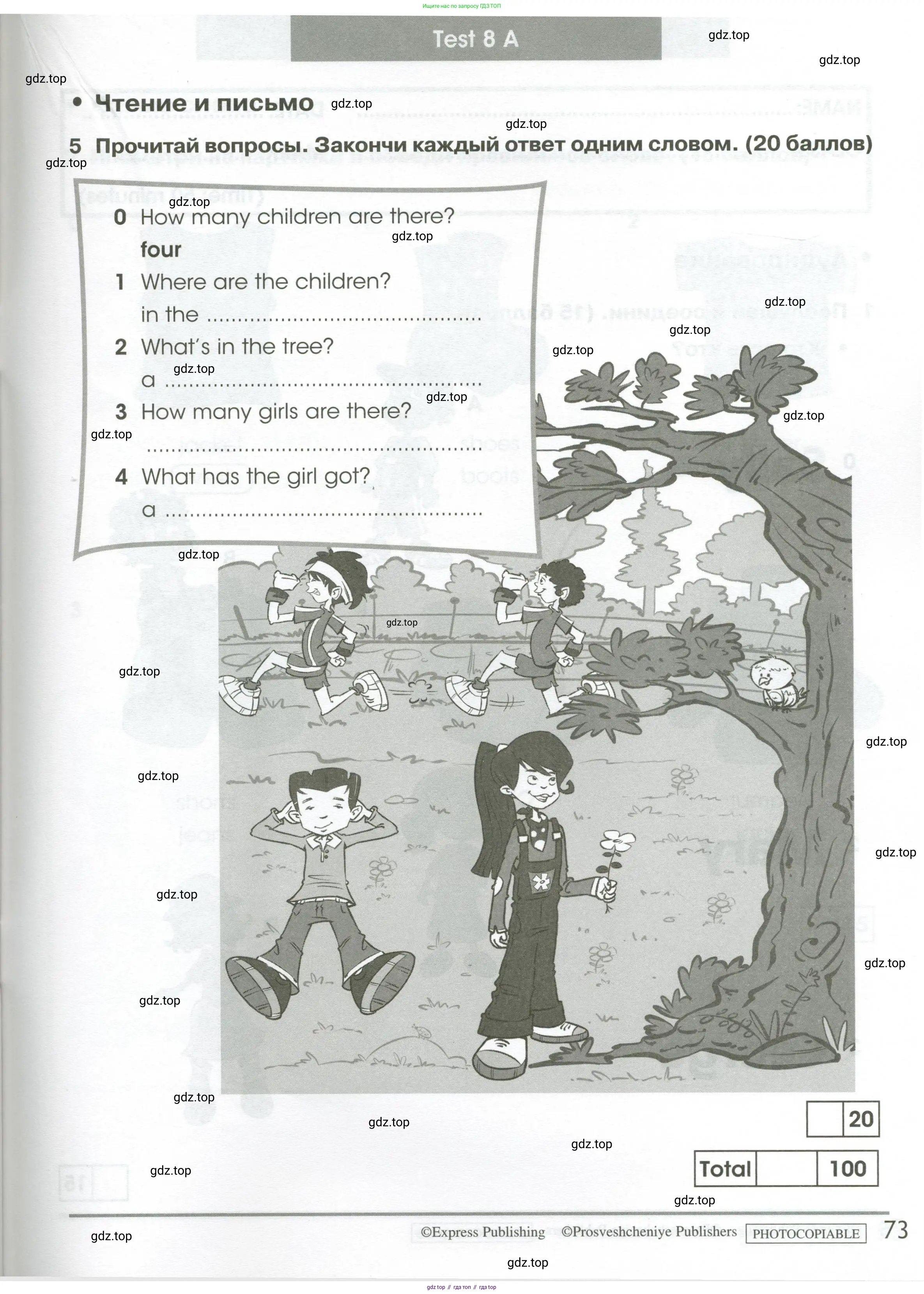Английский язык (english), 2 класс контрольные задания (test booklet), авторы: Баранова Ксения Михайловна (Baranova Ksenia), Дули Дженни (Dooley Jenny), Копылова Виктория Викторовна (Kopylova Victoria), Мильруд Радислав Петрович (Millrood Radislav), Эванс Вирджиния (Evans Virginia), издательство Просвещение, Москва, 2023, серого цвета, страница 73