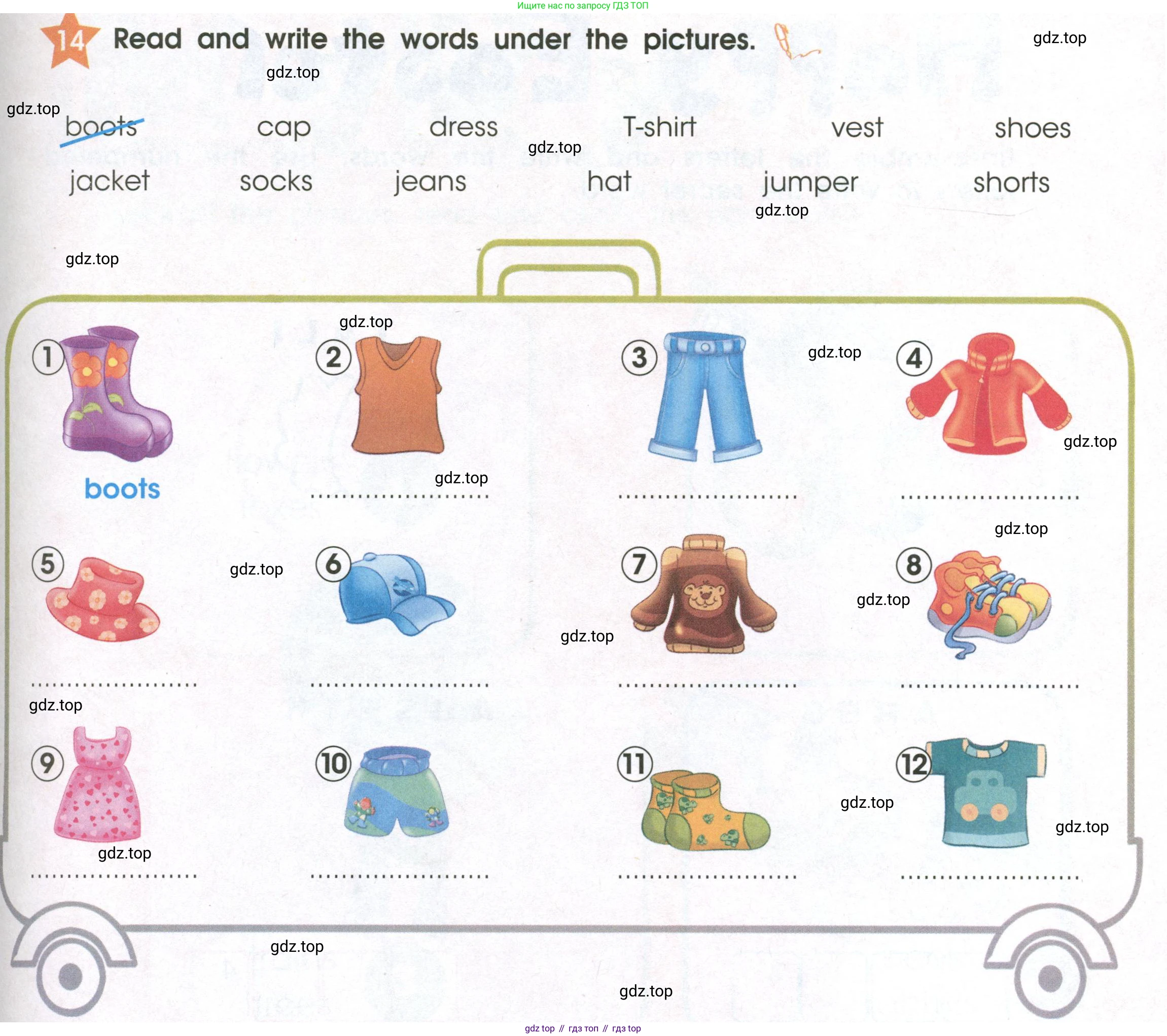 Английский язык (english), 2 класс Рабочая тетрадь (workbook), авторы: Баранова Ксения Михайловна (Baranova Ksenia), Дули Дженни (Dooley Jenny), Копылова Виктория Викторовна (Kopylova Victoria), Мильруд Радислав Петрович (Millrood Radislav), Эванс Вирджиния (Evans Virginia), издательство Просвещение, Москва, 2023, белого цвета, Часть ( Part) 2, страница 43, номер 14, Условие