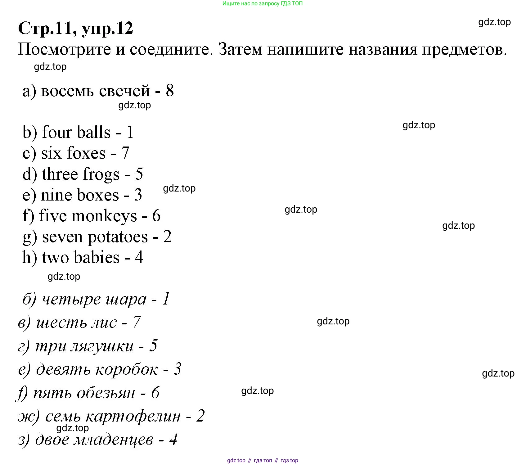 Английский язык (english), 2 класс Рабочая тетрадь (workbook), авторы: Баранова Ксения Михайловна (Baranova Ksenia), Дули Дженни (Dooley Jenny), Копылова Виктория Викторовна (Kopylova Victoria), Мильруд Радислав Петрович (Millrood Radislav), Эванс Вирджиния (Evans Virginia), издательство Просвещение, Москва, 2023, белого цвета, Часть ( Part) 2, страница 11, номер 12, Решение