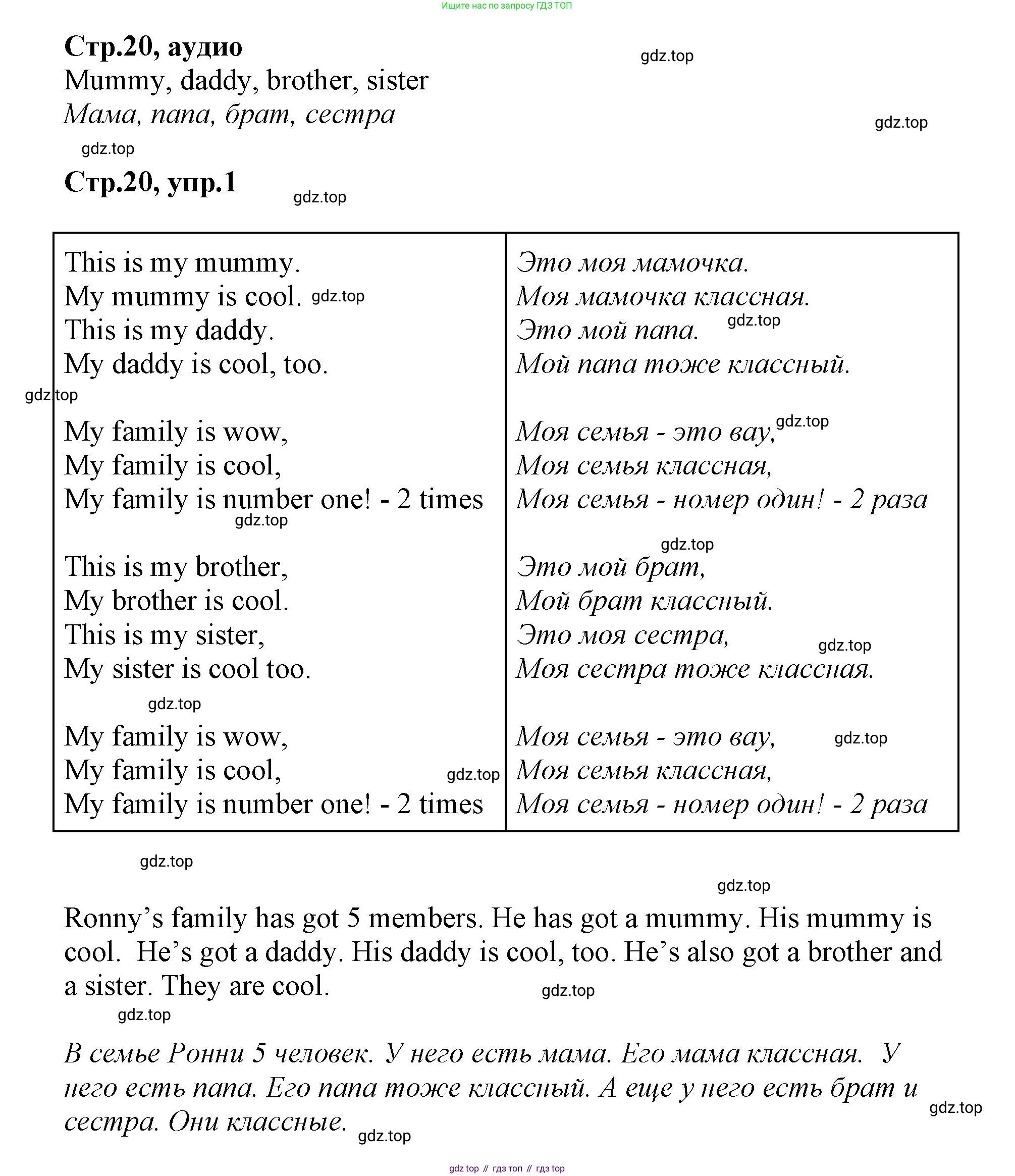 ГДЗ Английский язык (english), 2 класс Учебник (Student's book), авторы: Баранова Ксения Михайловна (Baranova Ksenia), Дули Дженни (Dooley Jenny), Копылова Виктория Викторовна (Kopylova Victoria), Мильруд Радислав Петрович (Millrood Radislav), Эванс Вирджиния (Evans Virginia), издательство Просвещение, Москва, 2023, белого цвета, Часть ( Part) 1, страница 20, номер 1, Решение