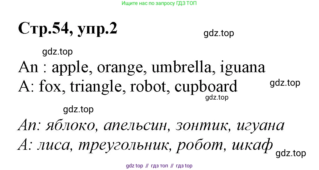 ГДЗ Английский язык (english), 2 класс Учебник (Student's book), авторы: Баранова Ксения Михайловна (Baranova Ksenia), Дули Дженни (Dooley Jenny), Копылова Виктория Викторовна (Kopylova Victoria), Мильруд Радислав Петрович (Millrood Radislav), Эванс Вирджиния (Evans Virginia), издательство Просвещение, Москва, 2023, белого цвета, Часть ( Part) 1, страница 54, номер 2, Решение