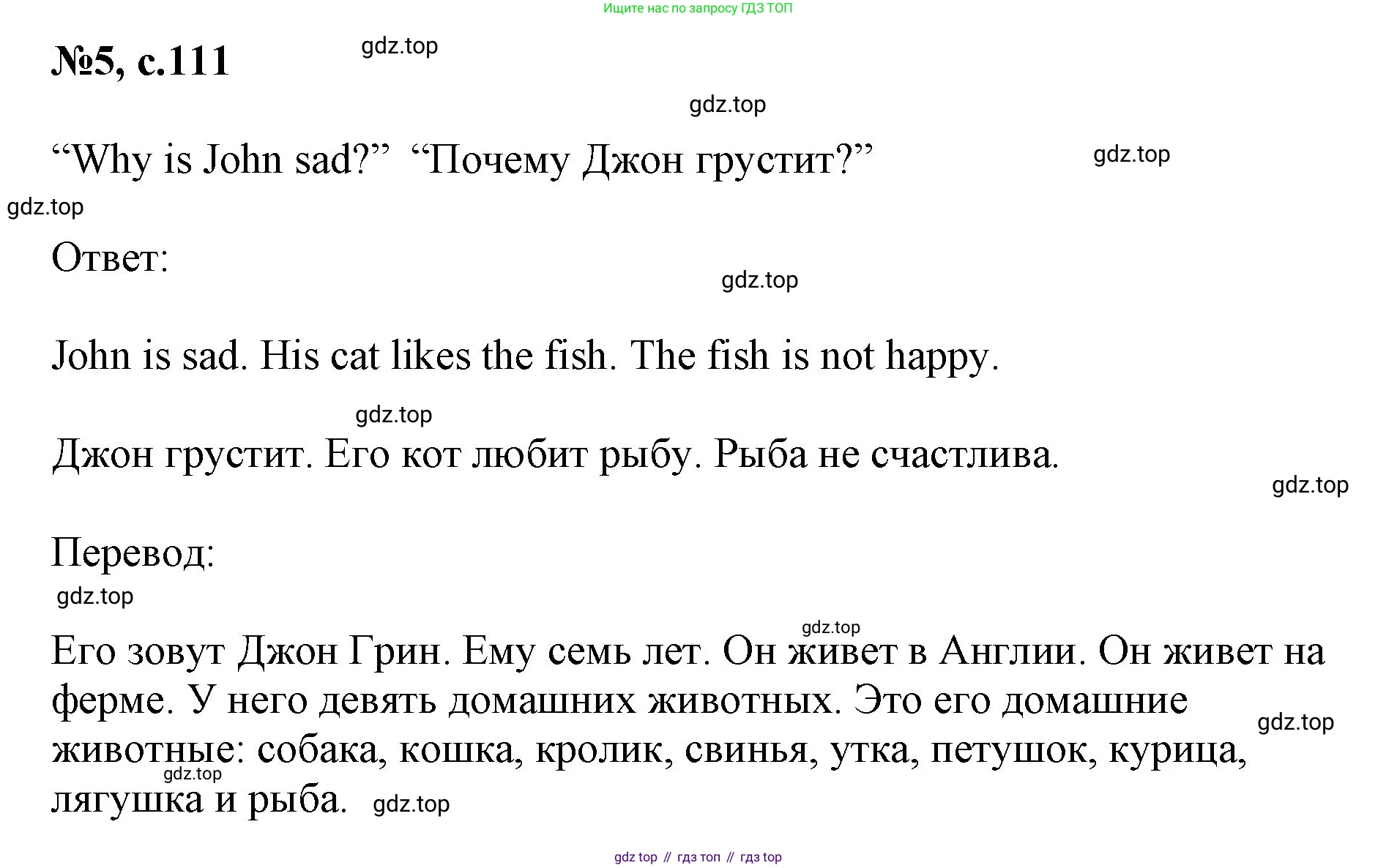 Английский язык (english), 2 класс Учебник (Student's book), авторы: Биболетова Мерем Забатовна, Денисенко Ольга Анатольевна, Трубанева Наталия Николаевна, издательство Просвещение, Москва, 2023, красного цвета, страница 111, номер 5, Решение