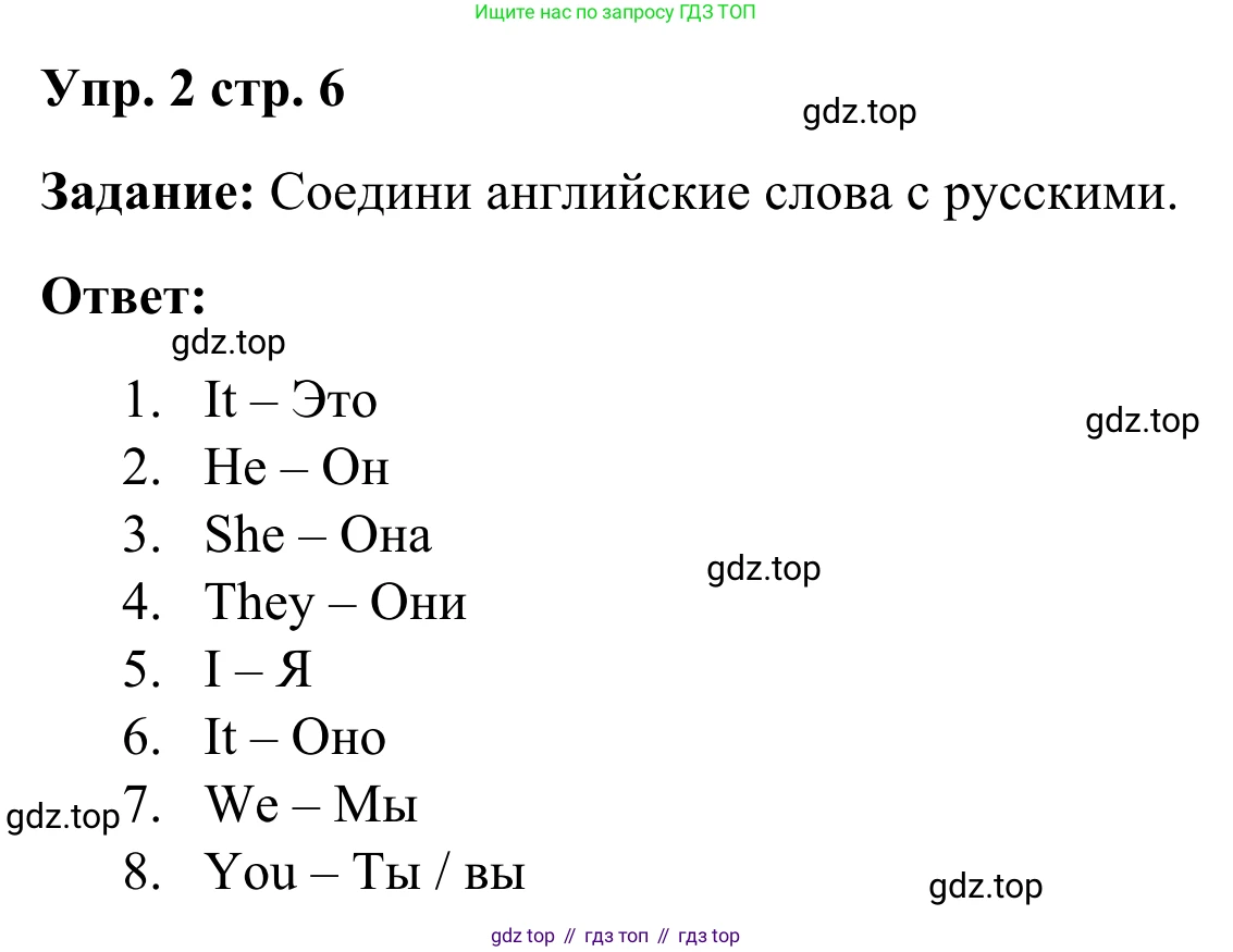Английский язык (english), 2 класс Грамматический тренажёр, автор: Юшина Дарья Генадьевна, издательство Просвещение, Москва, 2018, розового цвета, страница 6, номер 2, Решение 2