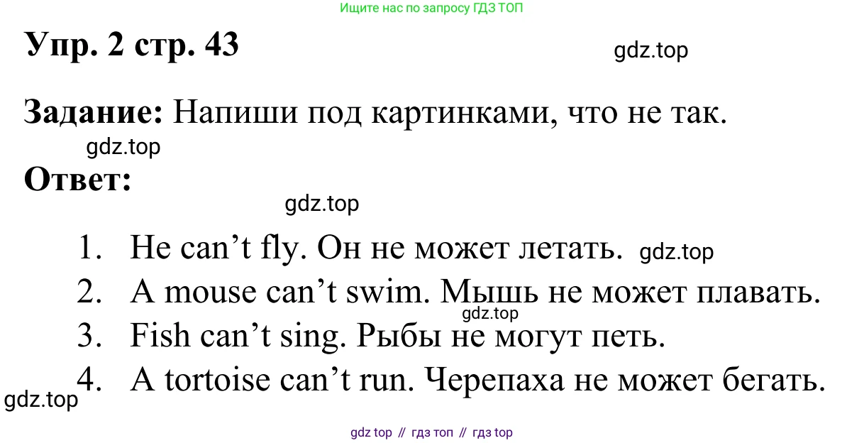 Английский язык (english), 2 класс Грамматический тренажёр, автор: Юшина Дарья Генадьевна, издательство Просвещение, Москва, 2018, розового цвета, страница 43, номер 2, Решение 2