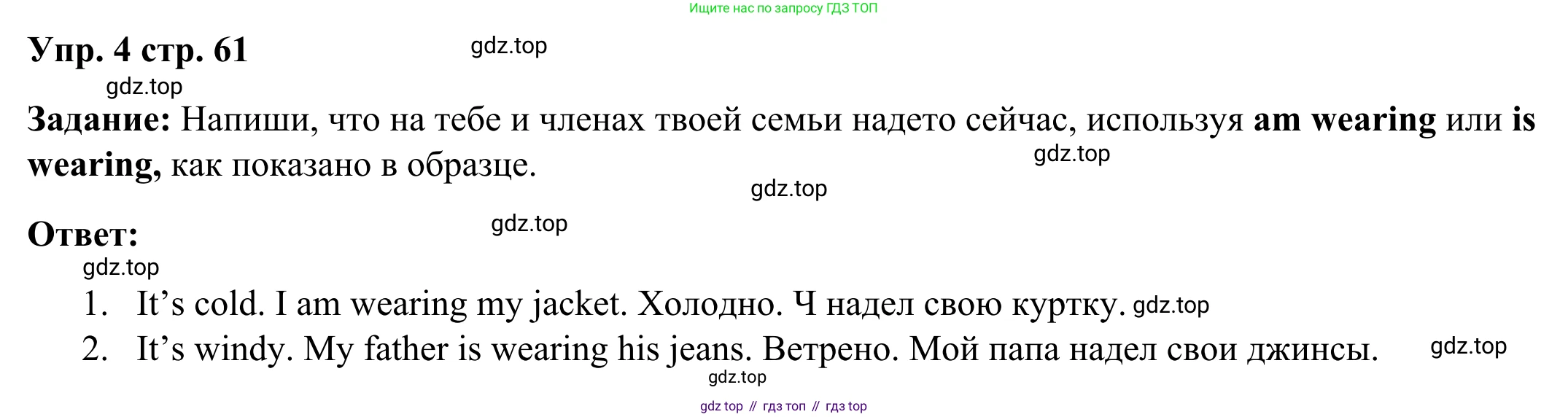 Английский язык (english), 2 класс Грамматический тренажёр, автор: Юшина Дарья Генадьевна, издательство Просвещение, Москва, 2018, розового цвета, страница 61, номер 4, Решение 2