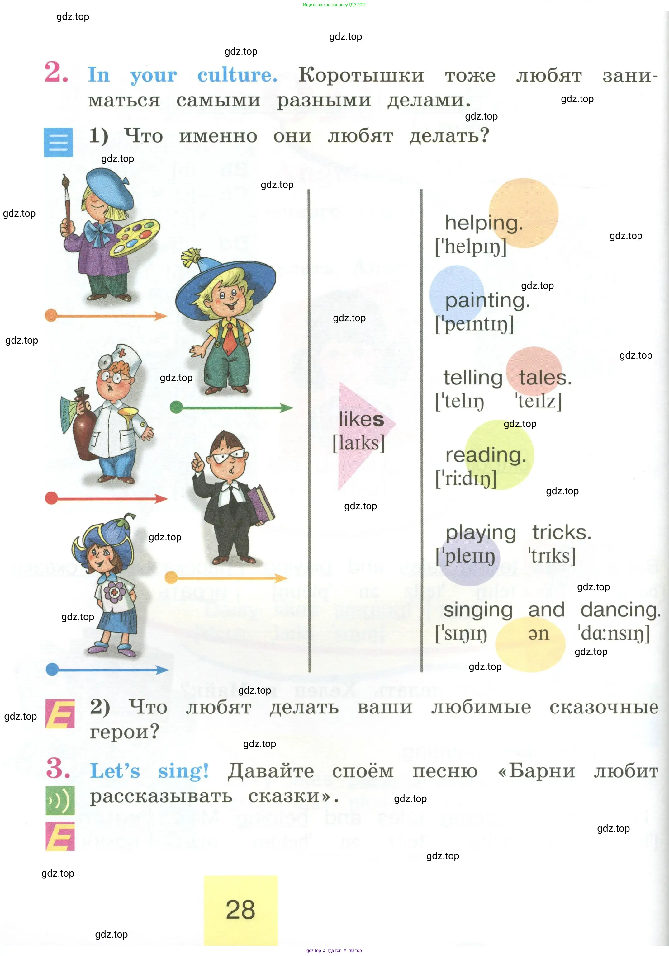 Английский язык (english), 2 класс Учебник (Student's book), авторы: Кузовлев Владимир Петрович (Kuzovlev Vladimir), Перегудова Эльвира Шакировна, Пастухова Светлана Анатольевна (Pastukhova Svetlana), Стрельникова Ольга Викторовна (Strelnikova Olga), издательство Просвещение, Москва, 2023, розового цвета, Часть ( Part) 1, страница 28