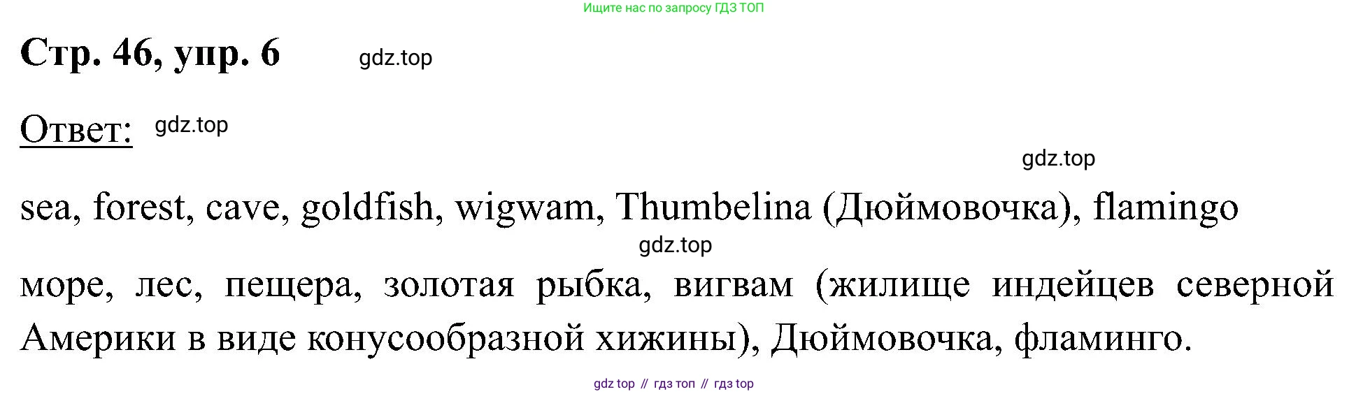 Английский язык (english), 2 класс Учебник (Student's book), авторы: Кузовлев Владимир Петрович (Kuzovlev Vladimir), Перегудова Эльвира Шакировна, Пастухова Светлана Анатольевна (Pastukhova Svetlana), Стрельникова Ольга Викторовна (Strelnikova Olga), издательство Просвещение, Москва, 2023, розового цвета, Часть ( Part) 1, страница 46, номер 6, Решение