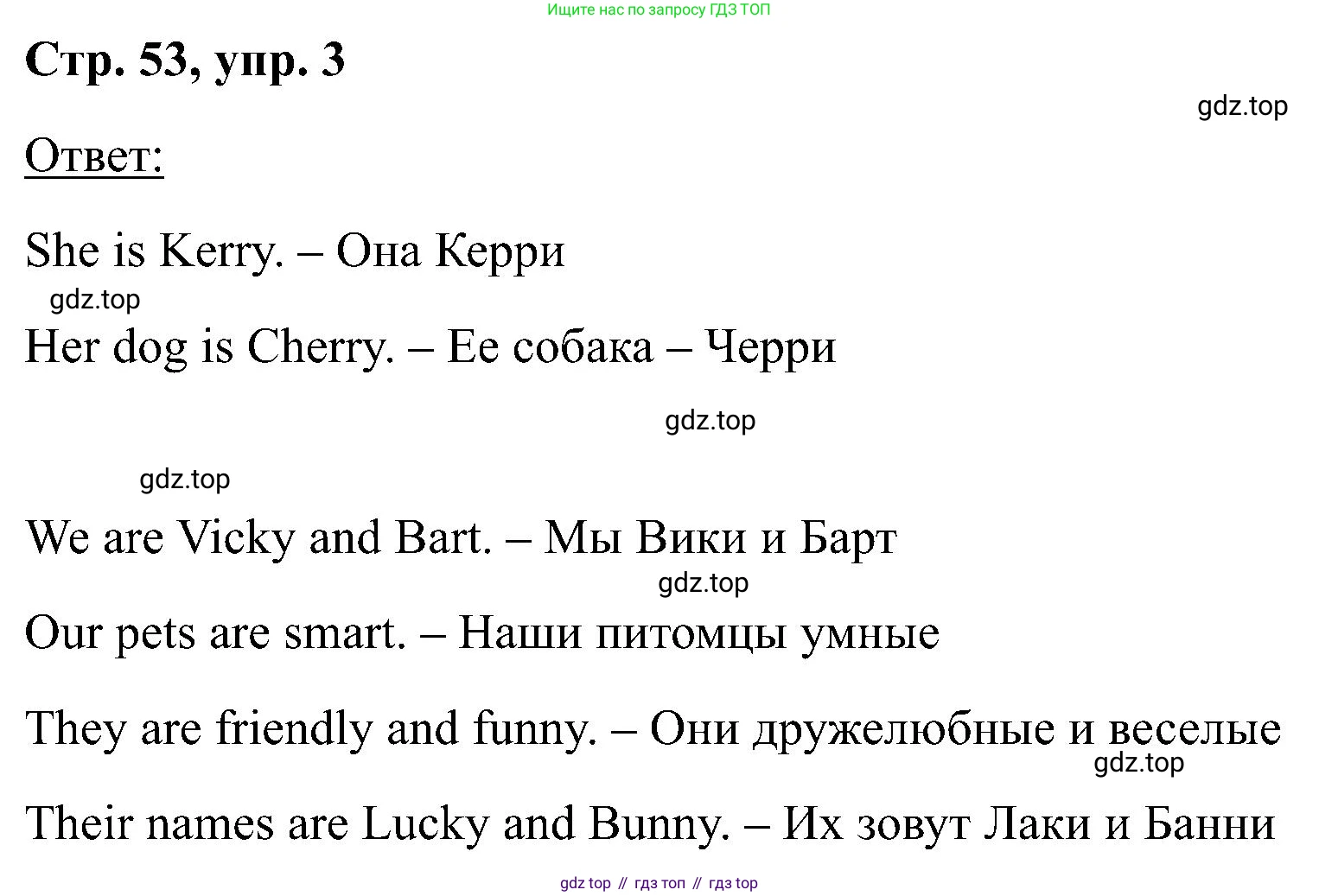 Английский язык (english), 2 класс Учебник (Student's book), авторы: Кузовлев Владимир Петрович (Kuzovlev Vladimir), Перегудова Эльвира Шакировна, Пастухова Светлана Анатольевна (Pastukhova Svetlana), Стрельникова Ольга Викторовна (Strelnikova Olga), издательство Просвещение, Москва, 2023, розового цвета, Часть ( Part) 1, страница 53, номер 3, Решение