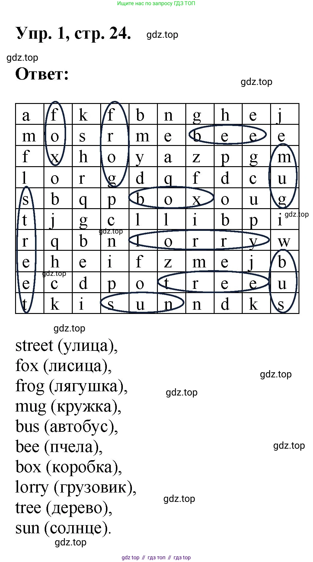 ГДЗ Английский язык (english), 2 класс рабочая тетрадь, авторы: Афанасьева Ольга Васильевна (Afanasyeva Olga), Михеева Ирина Владимировна (Mikheeva Irina), издательство Просвещение, Москва, 2012 - 2022, страница 24, номер 1, Решение
