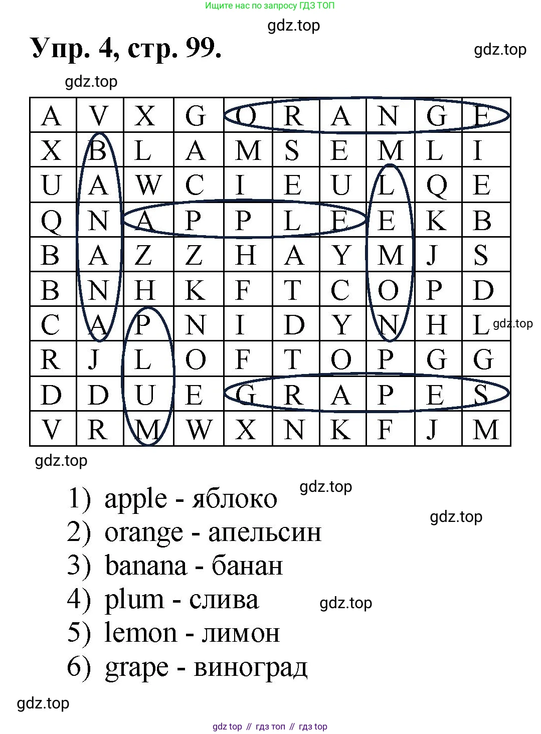 ГДЗ Английский язык (english), 2 класс рабочая тетрадь, авторы: Афанасьева Ольга Васильевна (Afanasyeva Olga), Михеева Ирина Владимировна (Mikheeva Irina), издательство Просвещение, Москва, 2012 - 2022, страница 99, номер 4, Решение